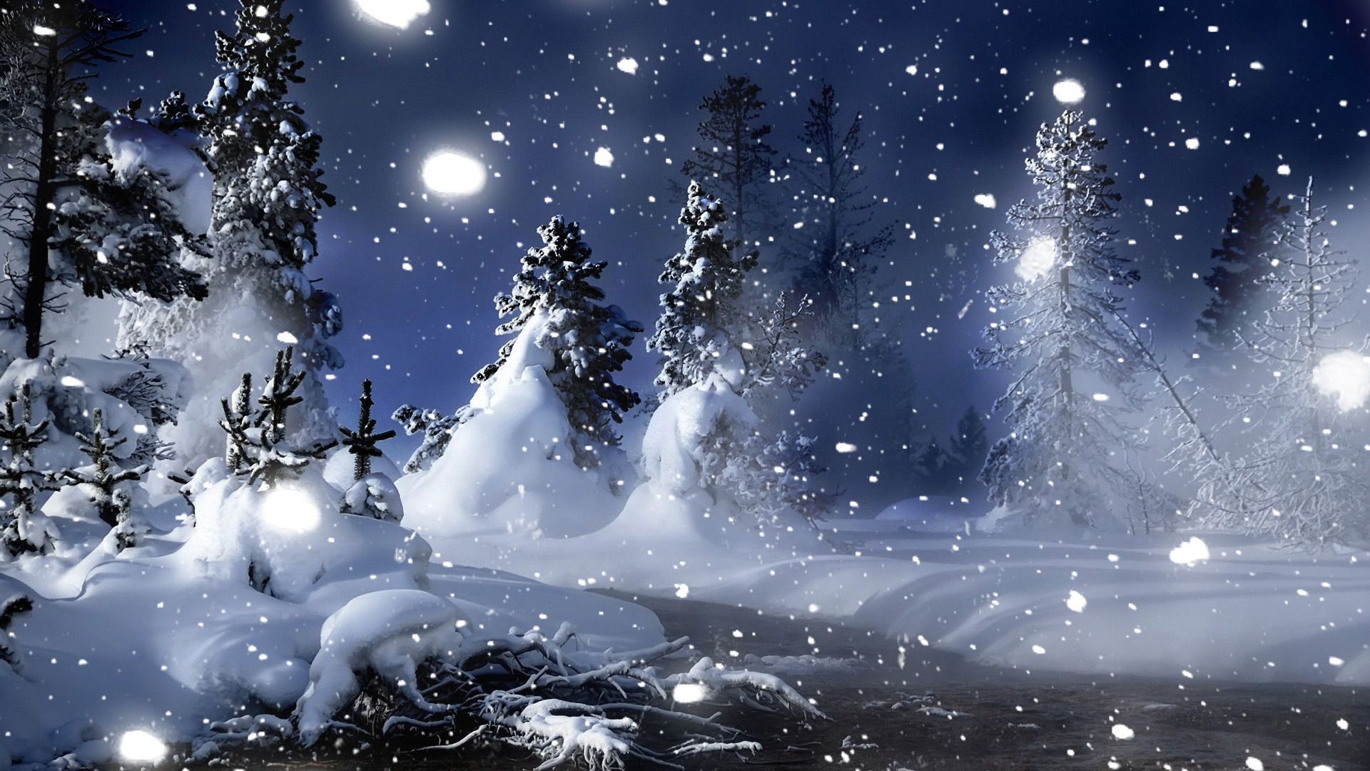 Winter Night Background Group Wallpaper House.com
