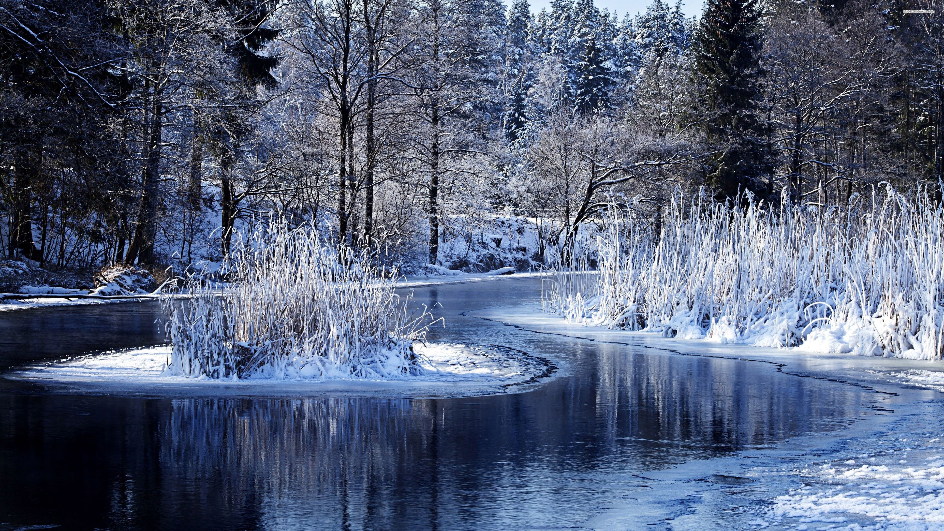 3840x Winter On The Lake 4k Ultra HD Wallpaper Ultra HD Winter