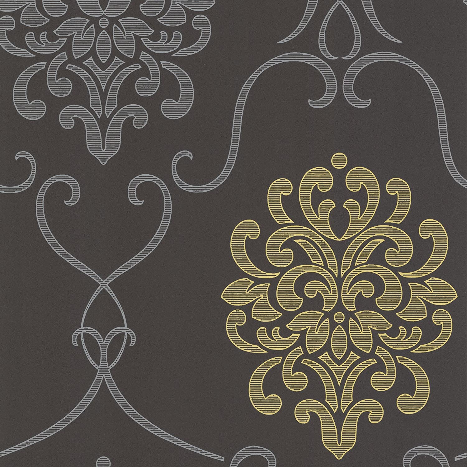 Decorline DL30440 Modern Damask Wallpaper, Grey, Wallpaper