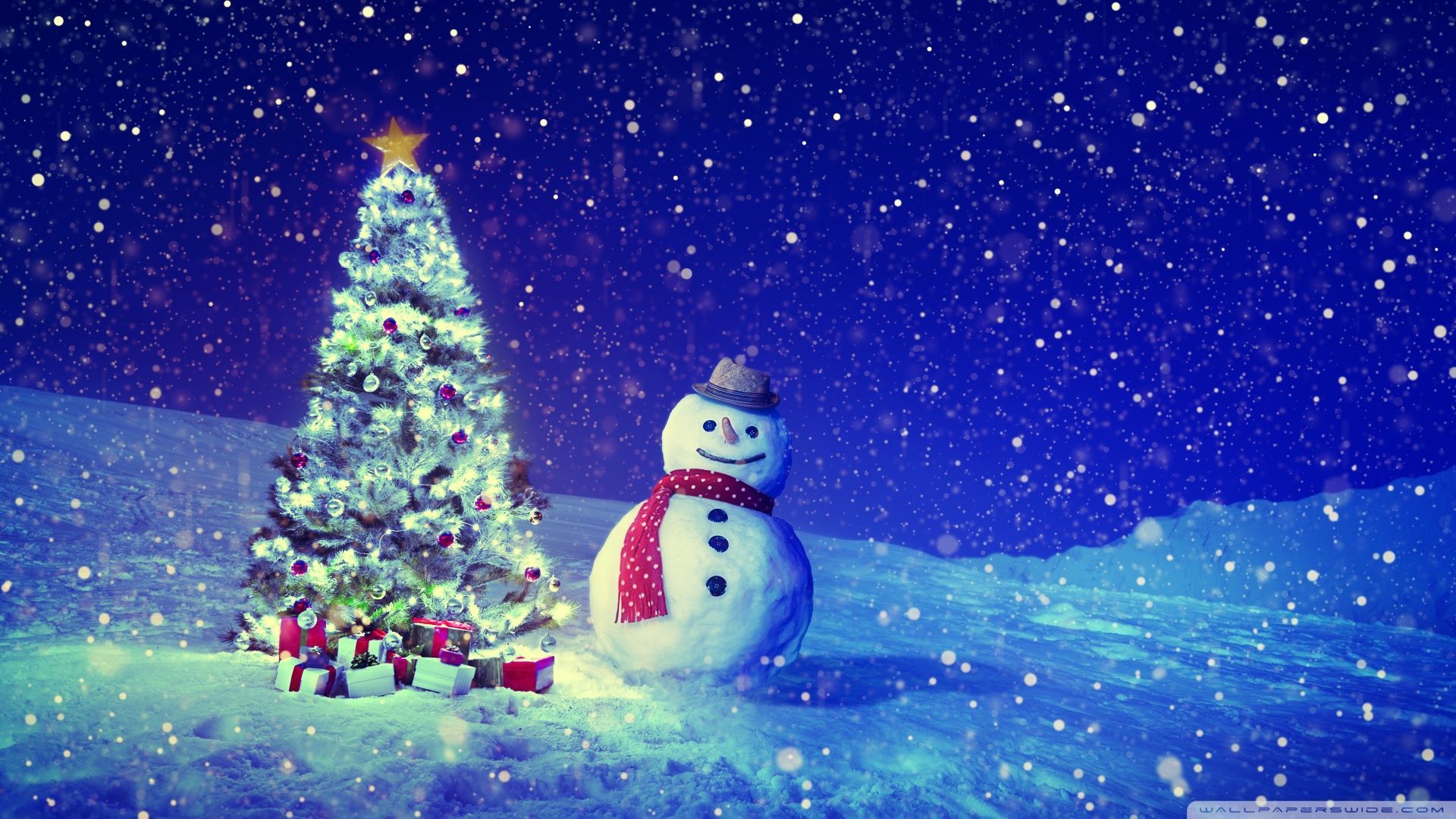 Christmas Tree Snowman Winter Landscape. Christmas landscape, Christmas photo, Christmas wallpaper