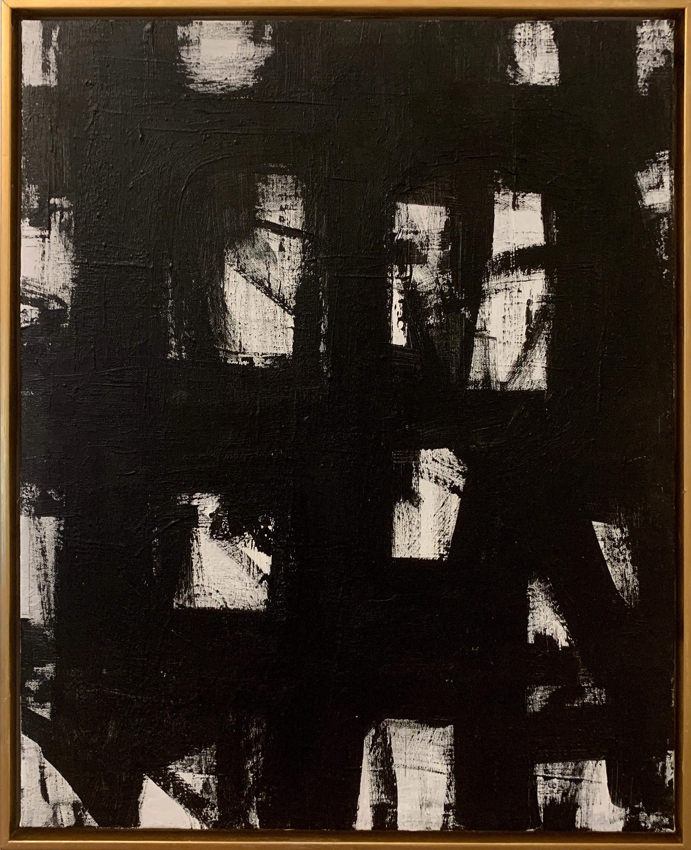 Original Black And White Franz Kline Inspired Framed Painting