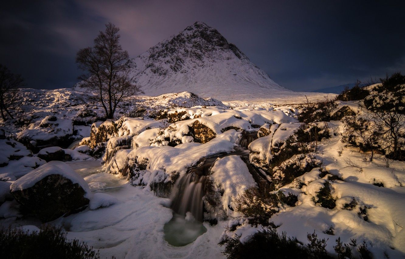 Wallpaper winter, snow, Scotland, mountain Buachaille Etive Mor image for desktop, section пейзажи