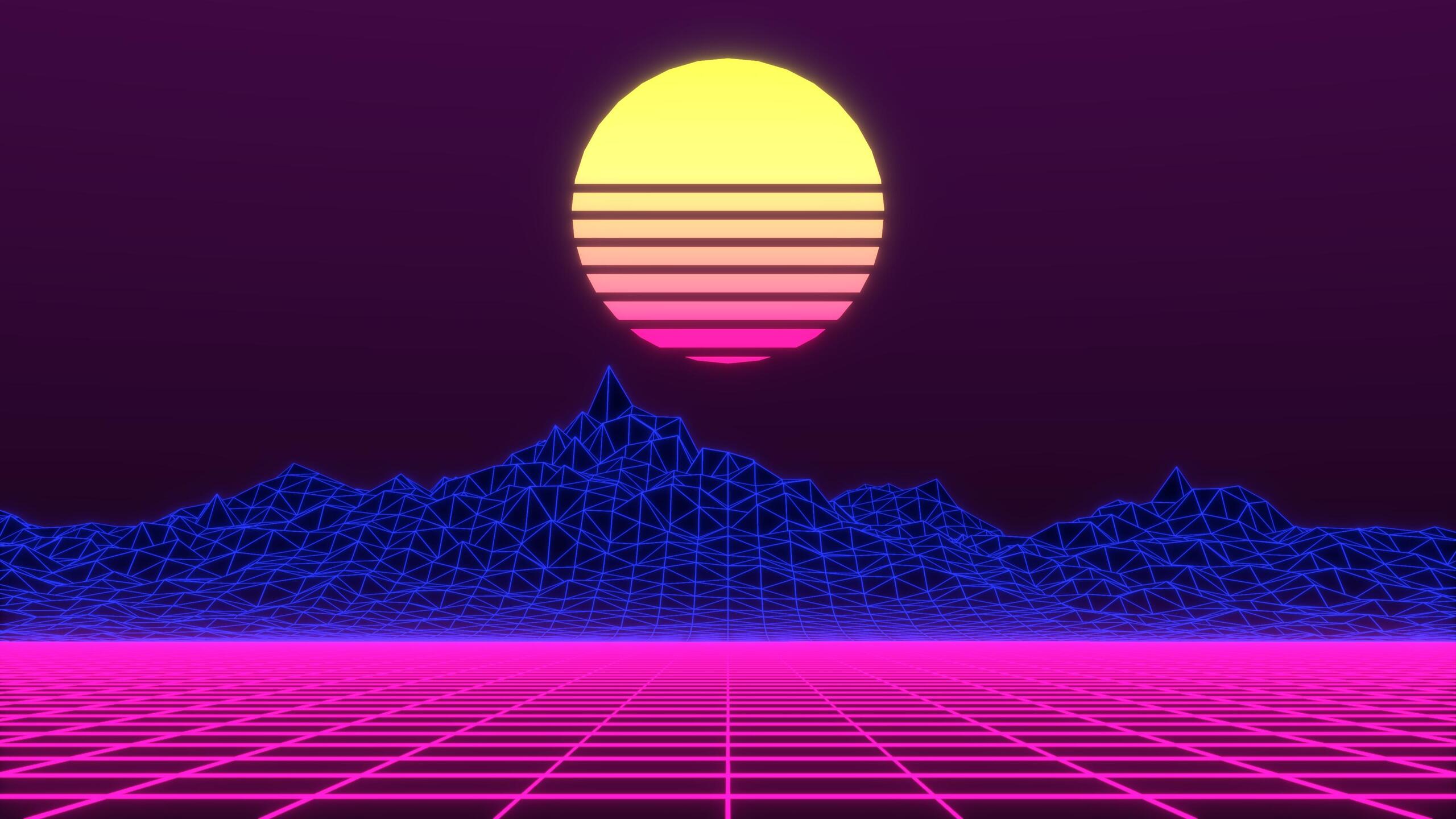Neon Retrowave Minimalism 4k 1440P Resolution HD 4k Wallpaper, Image, Background, Photo and Picture