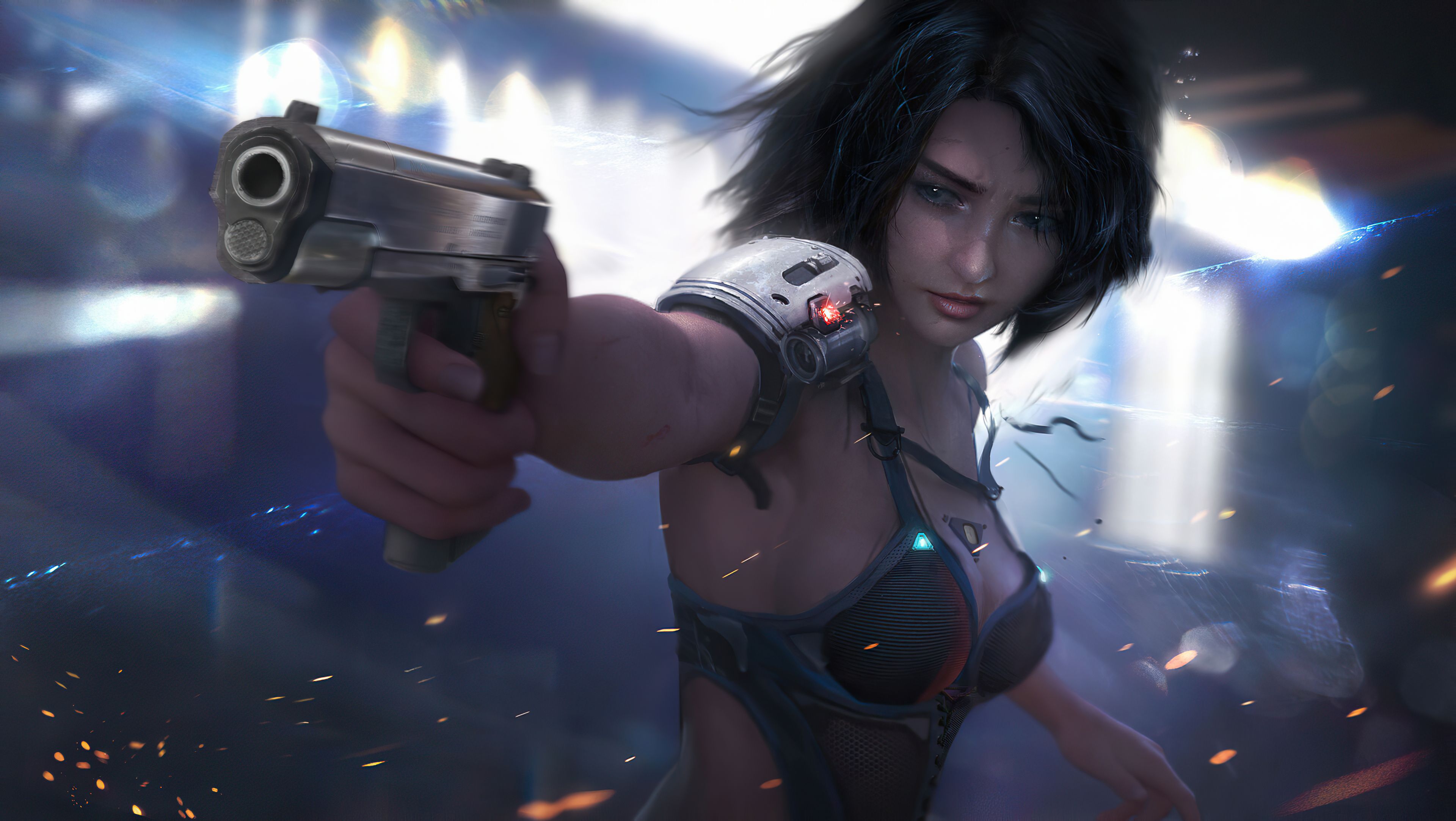 Cyber Girl With Gun 4k, HD Artist, 4k Wallpaper, Image, Background, Photo and Picture