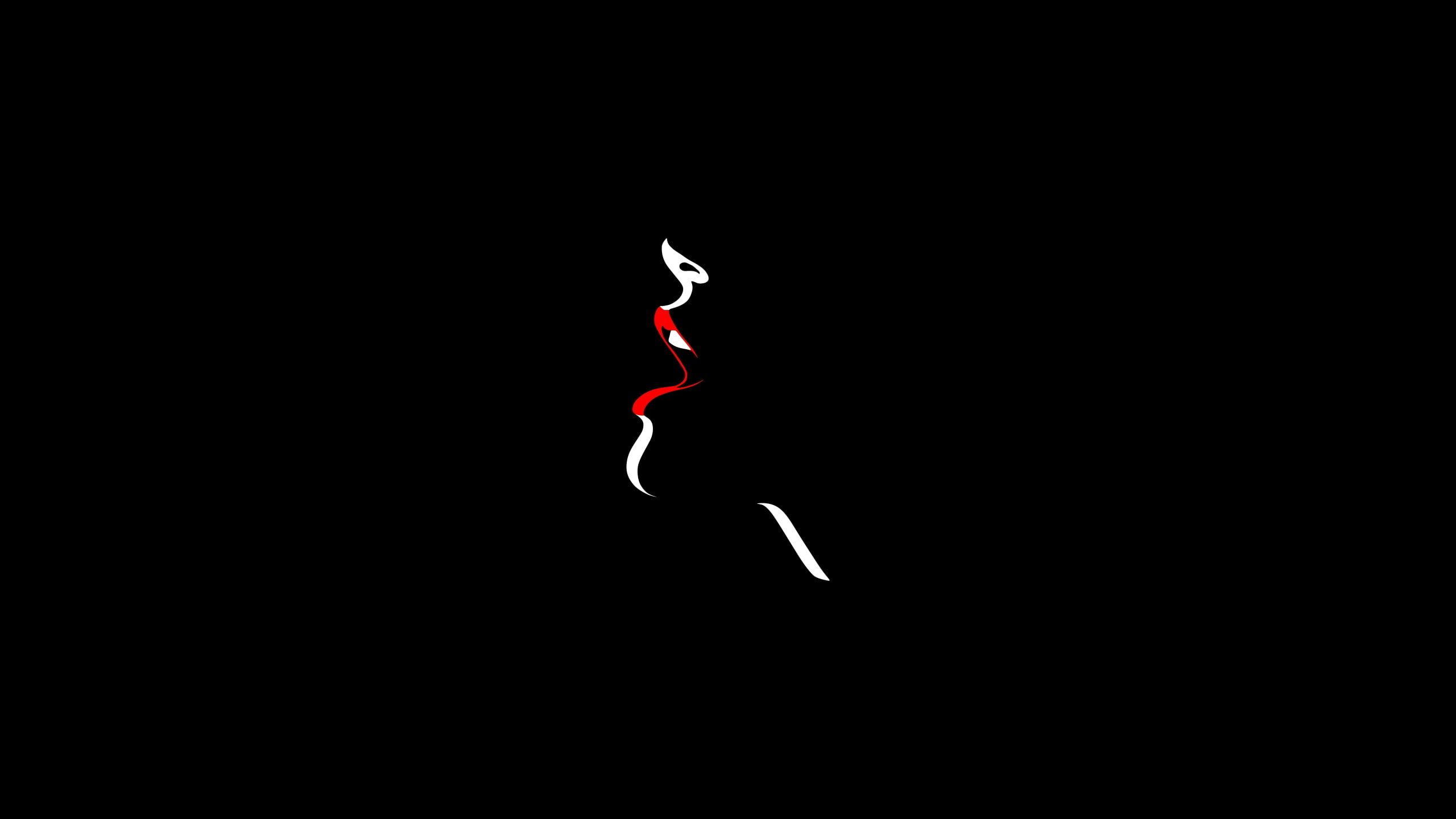 Malika Favre black background #mouth #open #minimalism #vector red lipstick K #wallpaper #hdwallpaper. Dark wallpaper, Black background, Portrait illustration