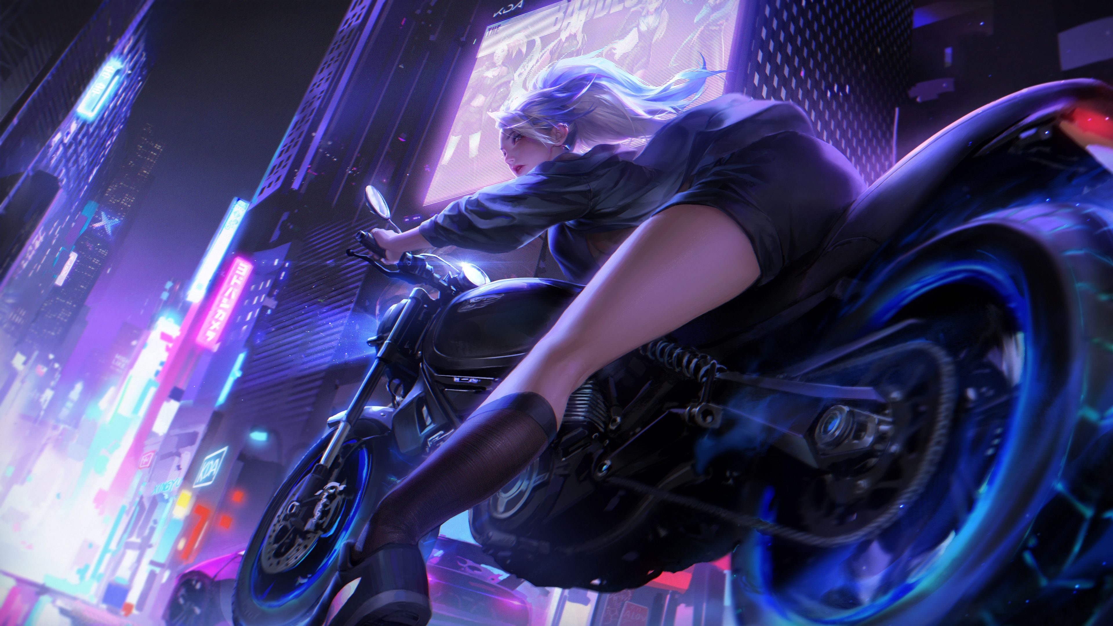 Biker Girl Neon City 4k, HD Artist, 4k Wallpaper, Image, Background, Photo and Picture