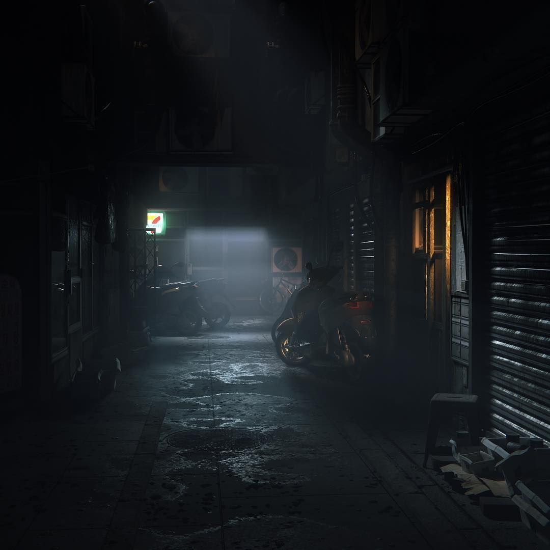 Anime Background Dark Alley. Dark alleyway, Anime background, Dark city