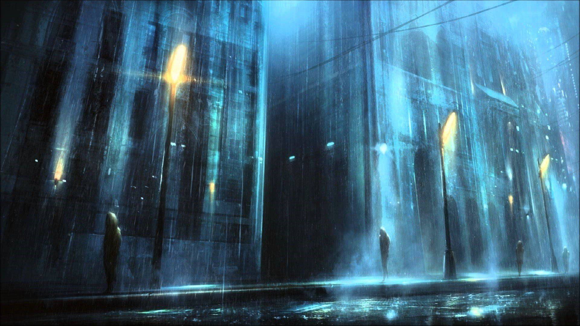 night, Rain, Lantern, Street, Dark, Depressing HD Wallpaper / Desktop and Mobile Image & Photo