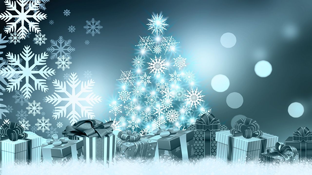 Desktop Wallpaper Christmas Snowflakes Christmas tree present