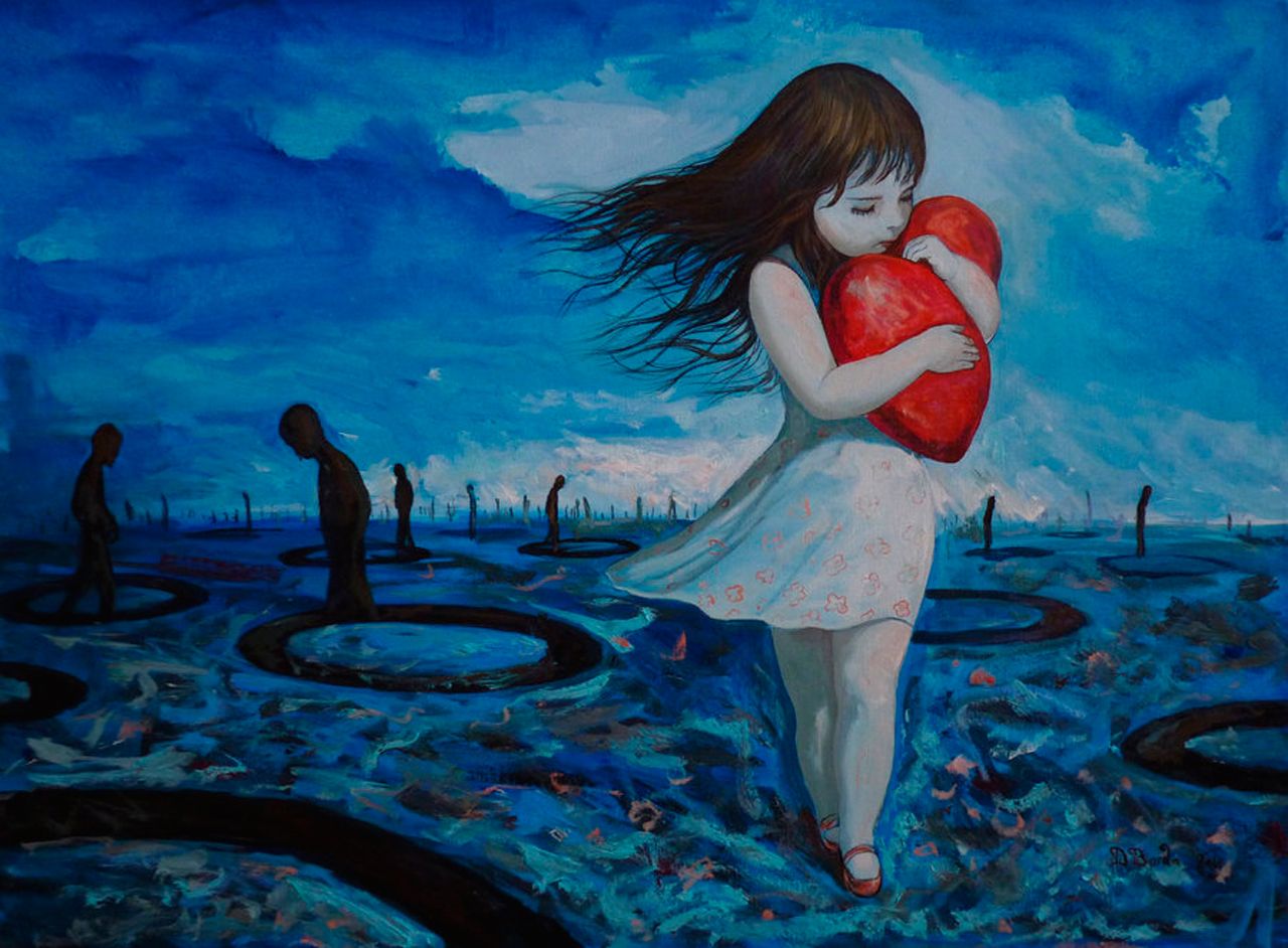 Broken Heart Girl Painting HD Wallpaper