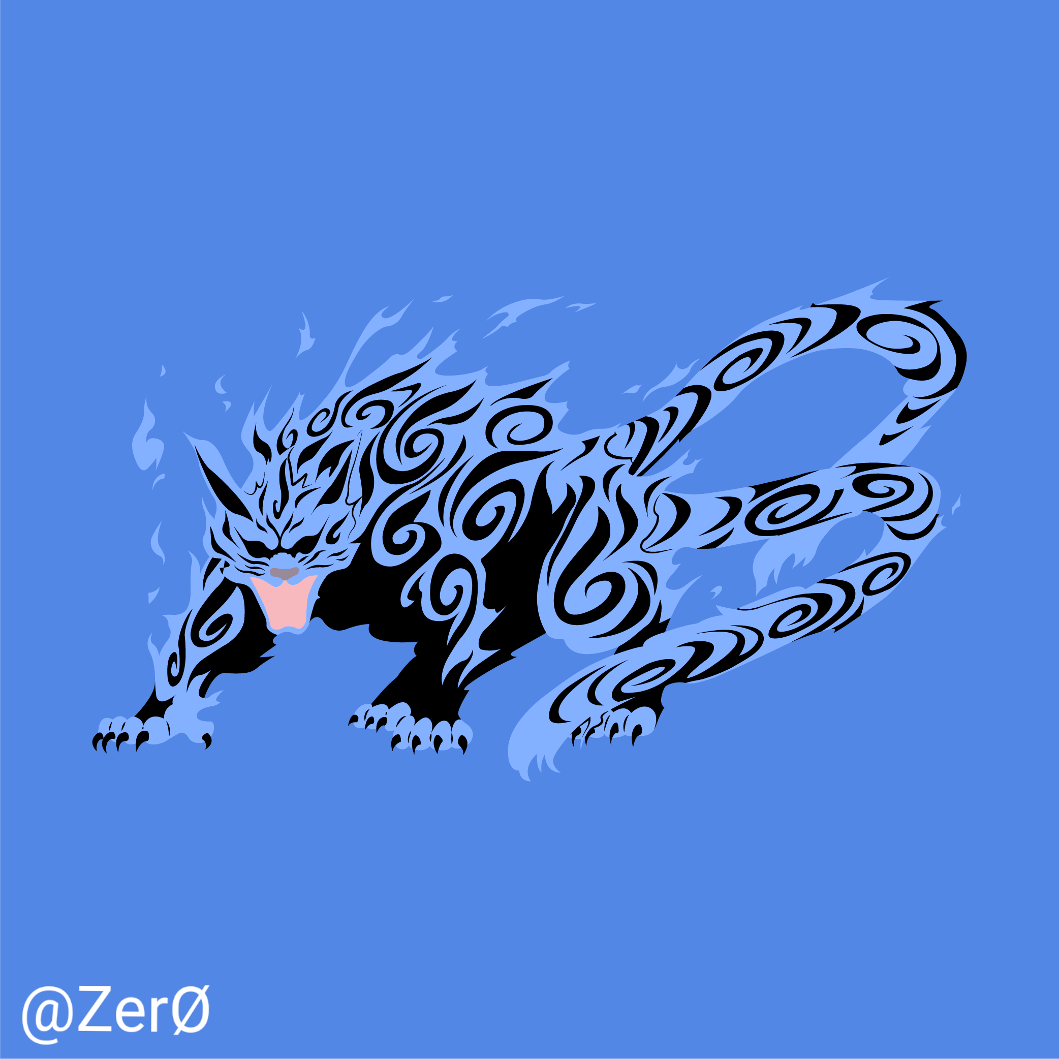 After doing Shukaku in a simplistic style, I decided to do one of Matatabi, the two tailed beast :)
