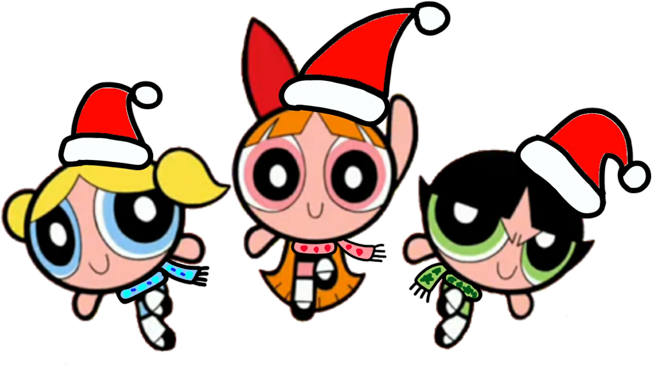 Powerpuff Girls Wear Christmas Hat And Winter Clothes Clipart Size Clipart