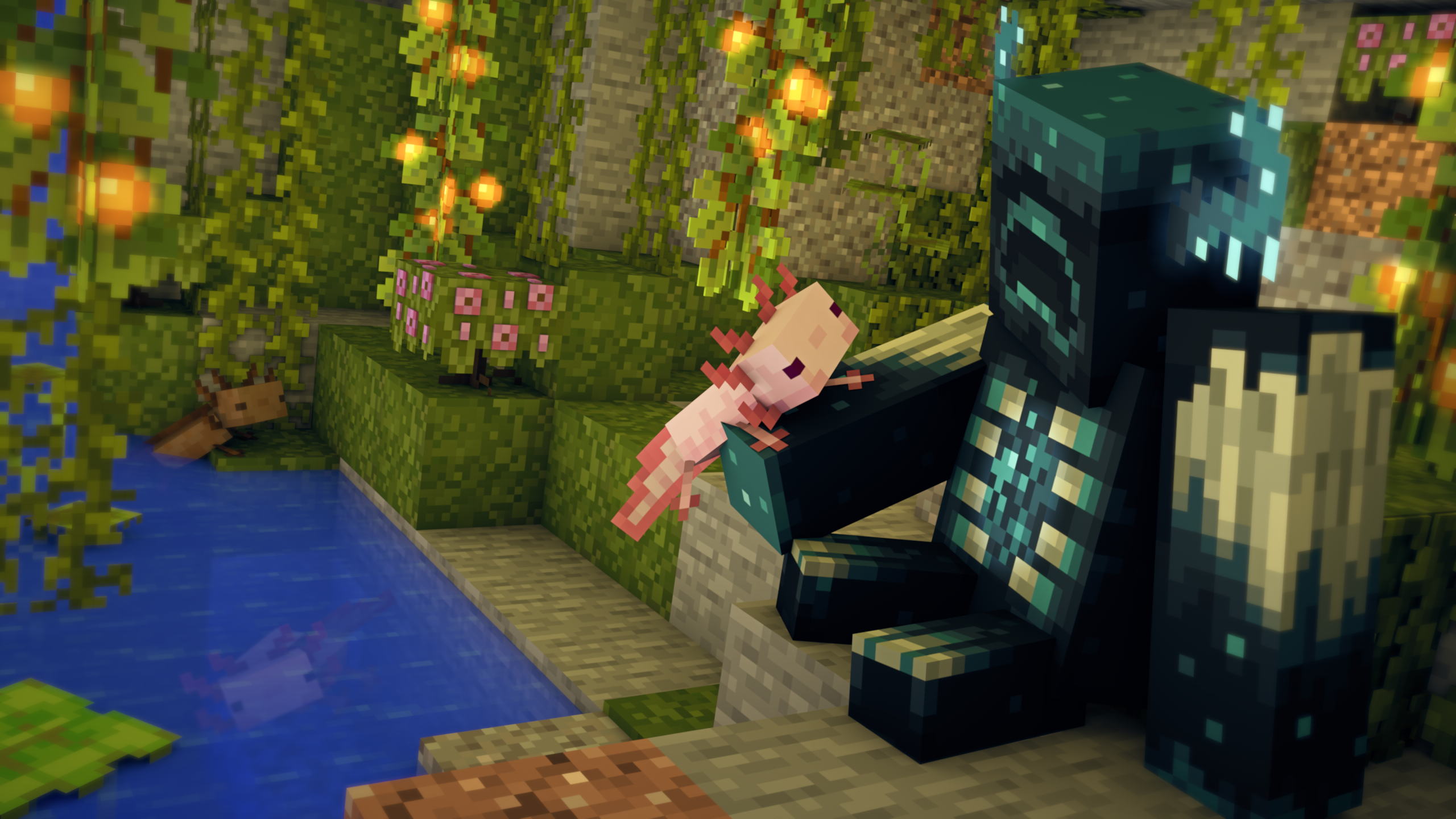 Minecraft Axolotl and Wardens 1.17 Fun