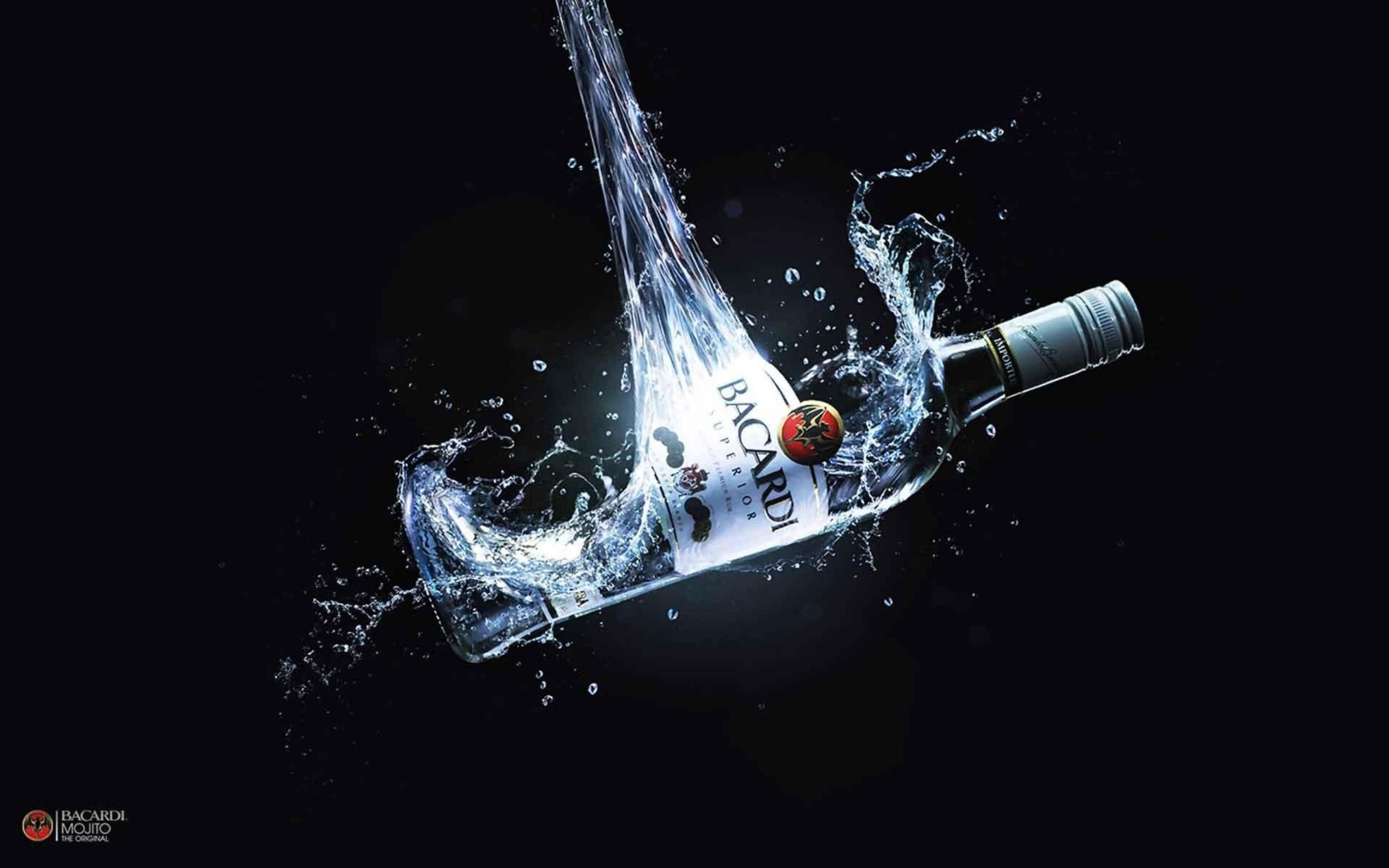 Water bottles liquid bar alcohol advertisement drinks wallpaperx1600