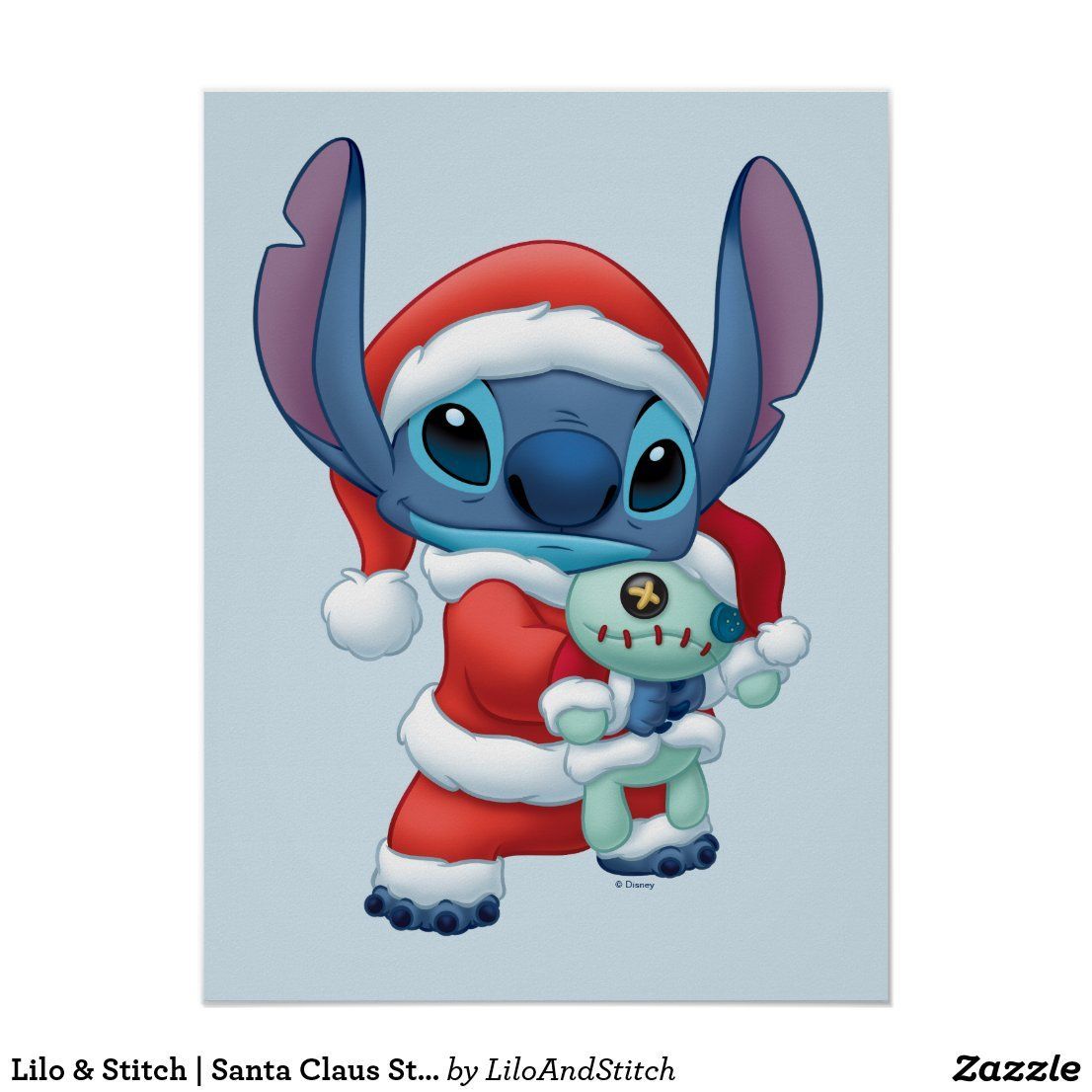 Lilo & Stitch. Santa Claus Stitch Poster. Zazzle.com. Lilo and stitch, Stitch drawing, Cute stitch