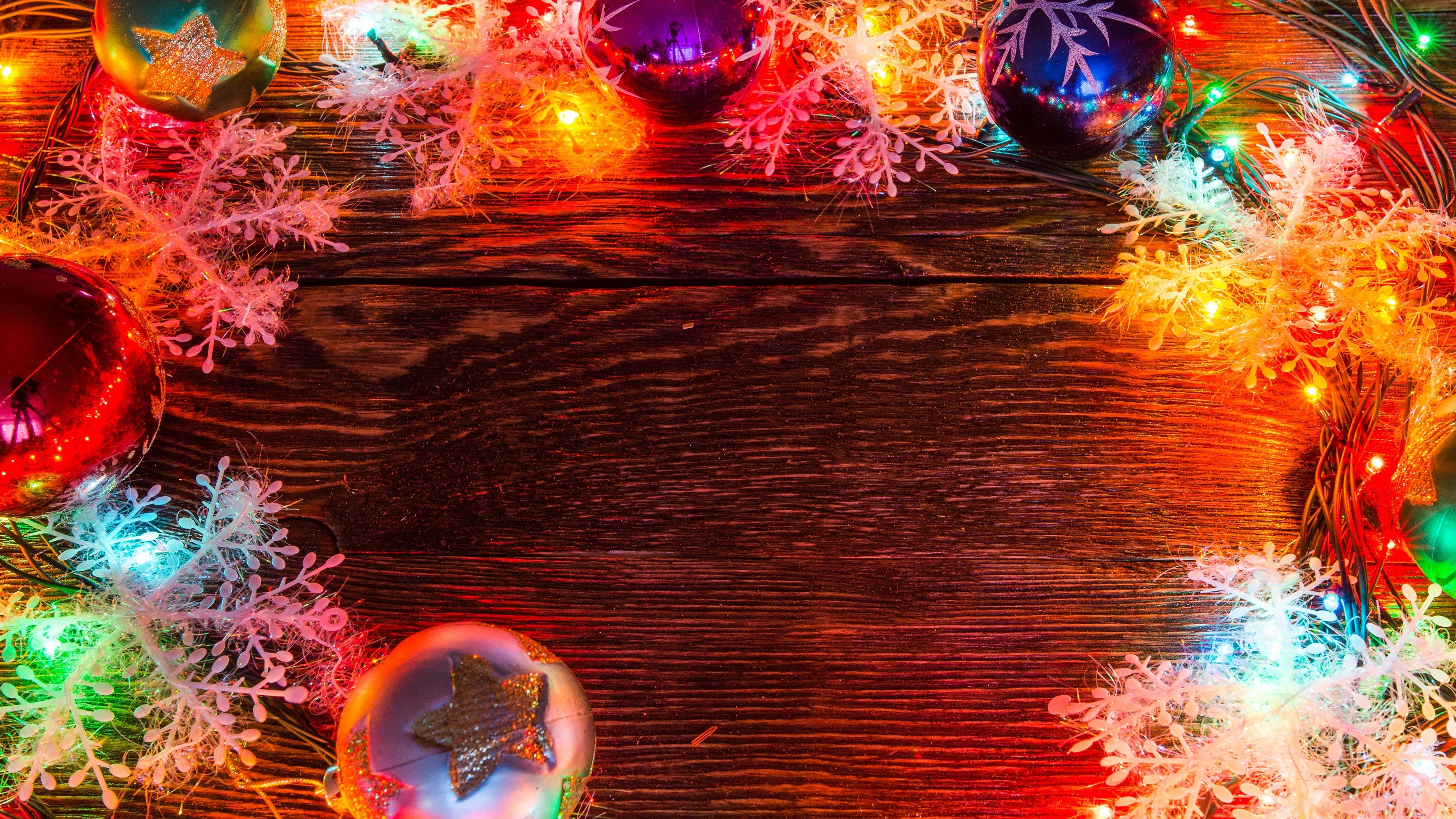 Wallpaper Christmas balls, colorful holiday lights 3840x2160 UHD 4K Picture, Image
