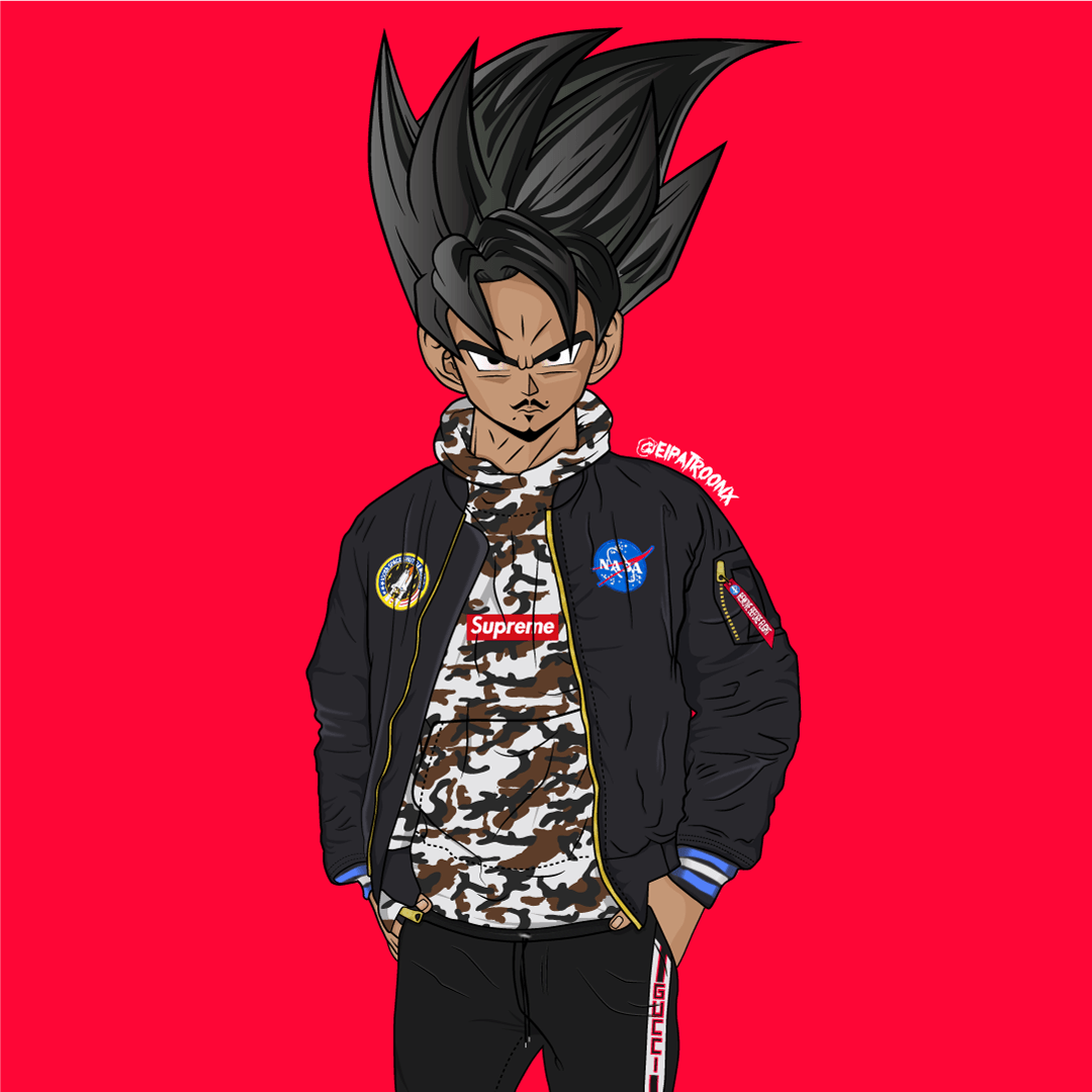 Download Supreme Drip Logo With Son Goku Wallpaper