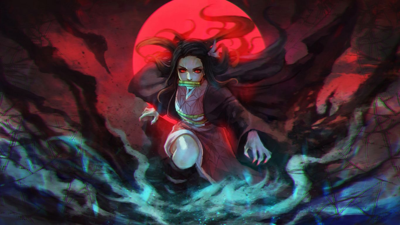 Download wallpaper Anime, online, Demon Slayer Kimetsu no Yaiba, Kimetsu no  Yaiba, Blade of Demon Destruction, The blade cleaves demons, section shonen  in resolution 1366x768