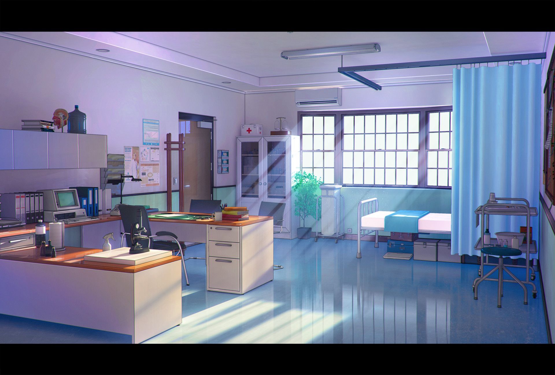 Infirmary, Goliat Gashi. Anime background wallpaper, Anime scenery, Anime places