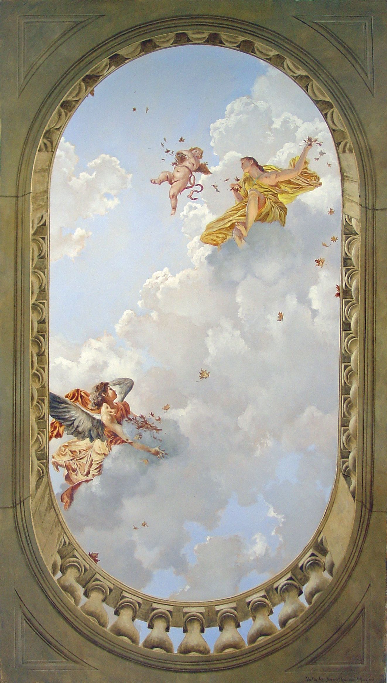dining room. Art wallpaper, Ceiling art, Angel wallpaper