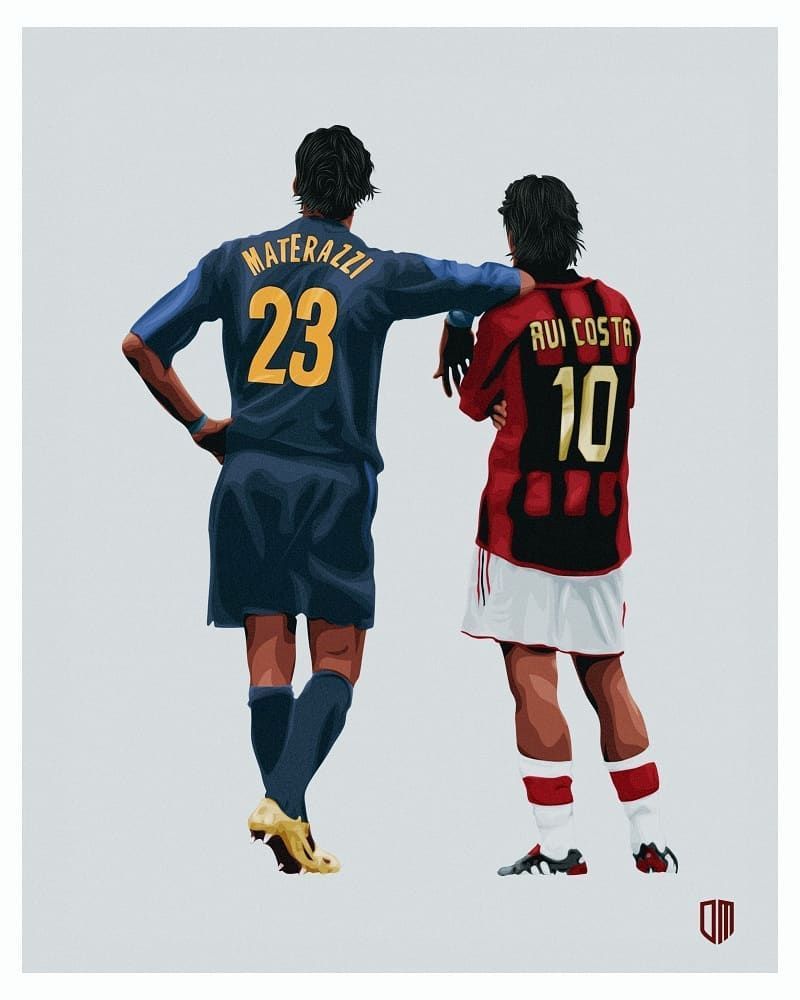 Materazzi & Rui Costa. A.c. milan, Football photo, Ac milan