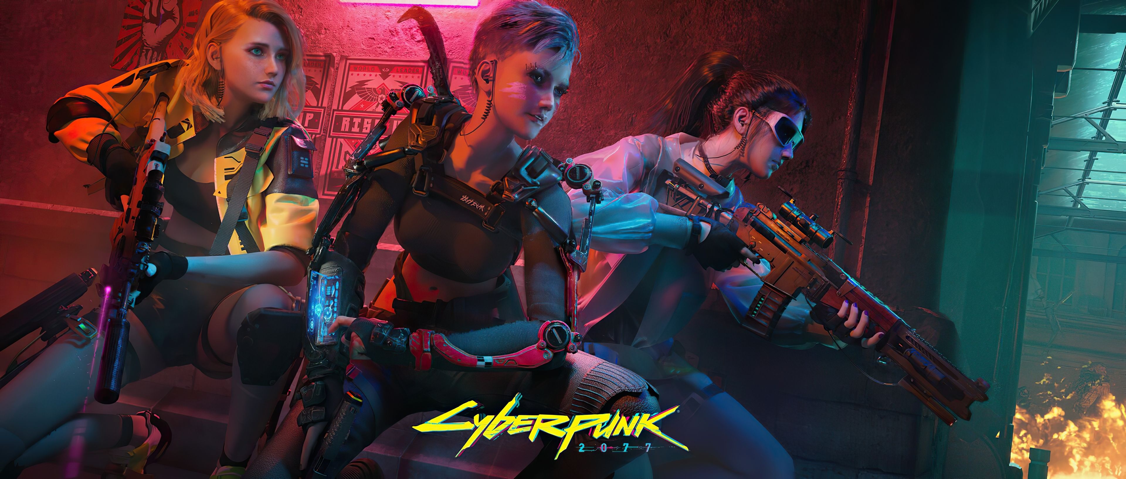 Cyberpunk 2077 Girl Team 5K .wallpaperden.com