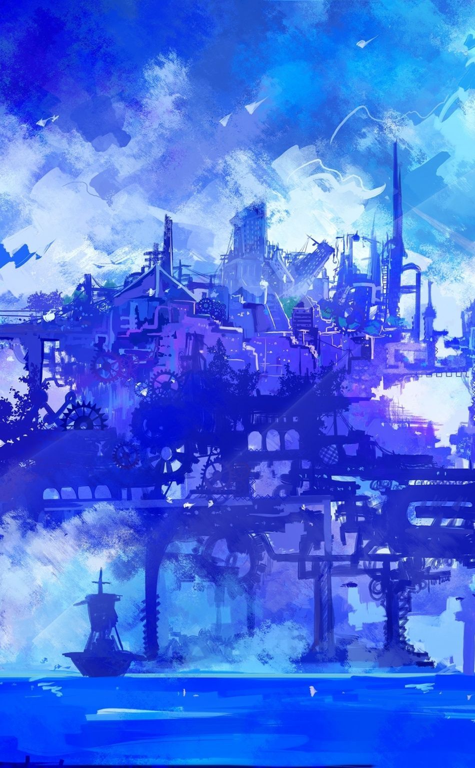 Cyber city, anime, cyberpunk, artwork, 950x1534 wallpaper. Anime artwork, Artwork, Cyberpunk