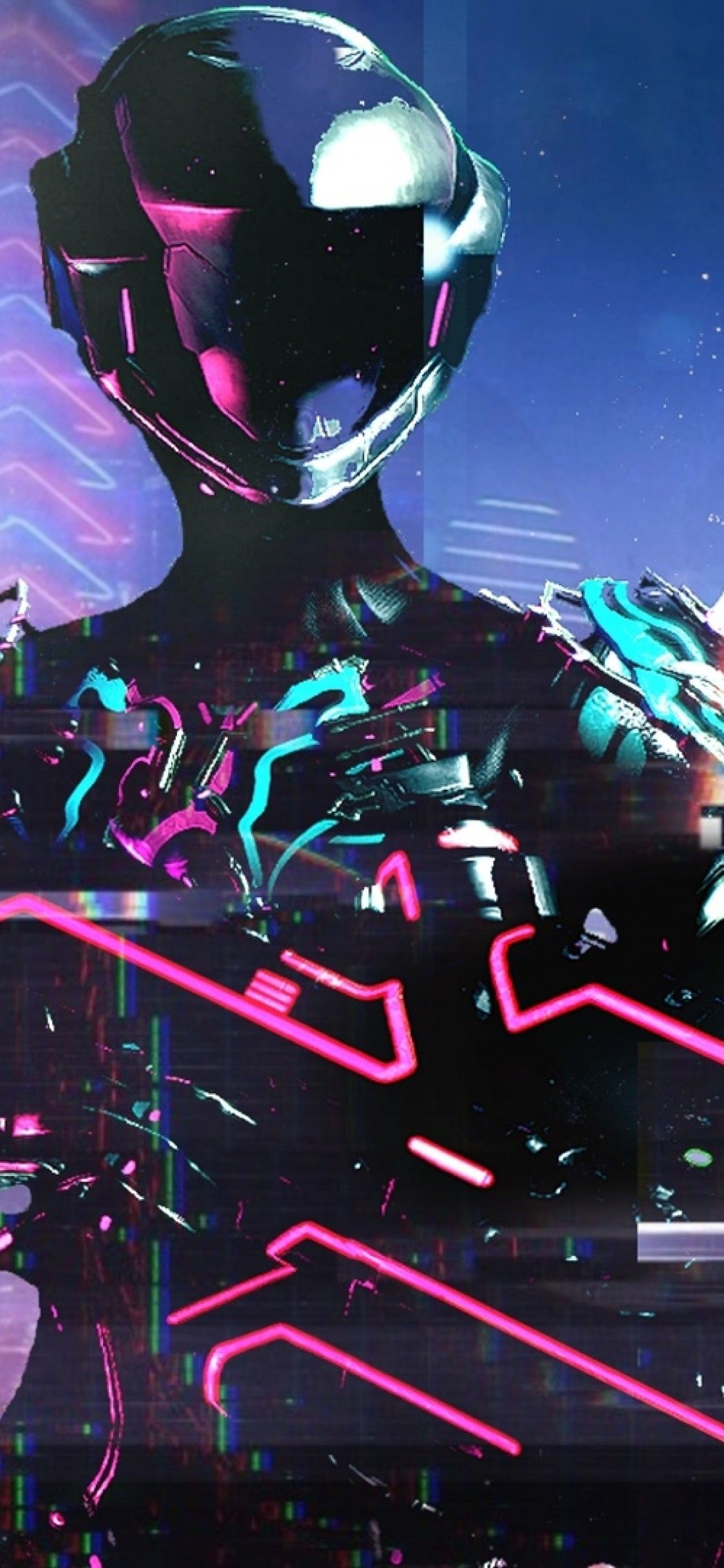 Download 1125x2436 Retrowave, Bodysuit, Cyberpunk, Futuristic City Wallpaper for iPhone 11 Pro & X