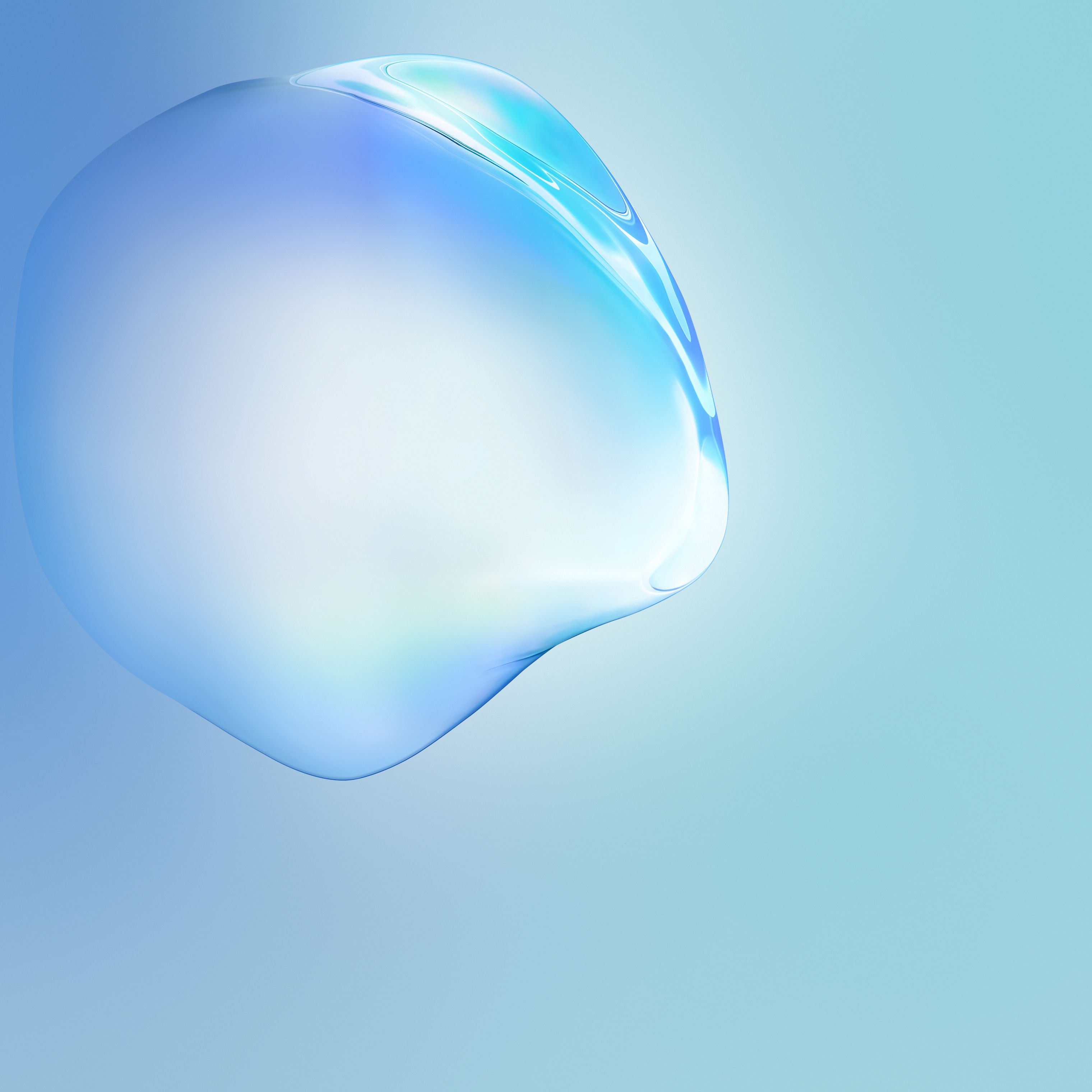 Samsung Galaxy Note10 4K Wallpaper, Bubble, Blue, Stock, Android Abstract