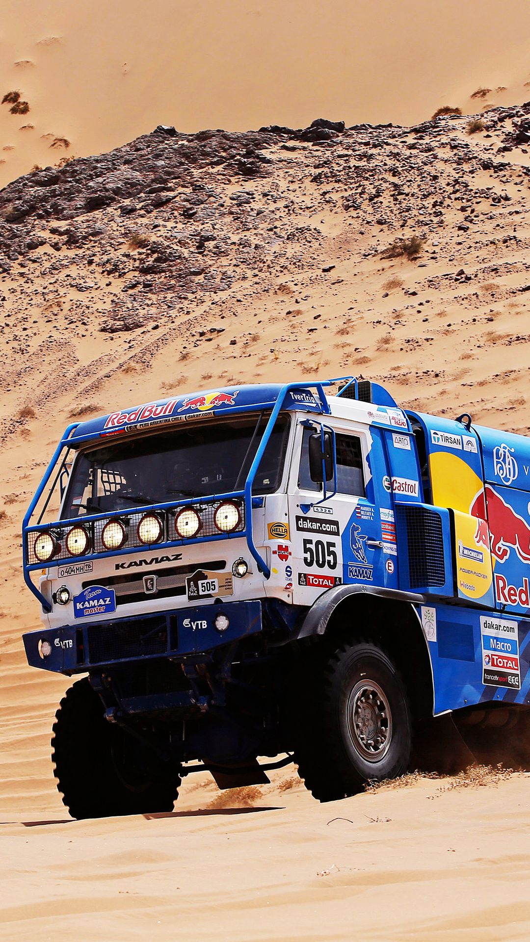 truck, blue, dakar, machine, rally, kamaz, red bull, 505, kamaz desktop wallpaper 52044
