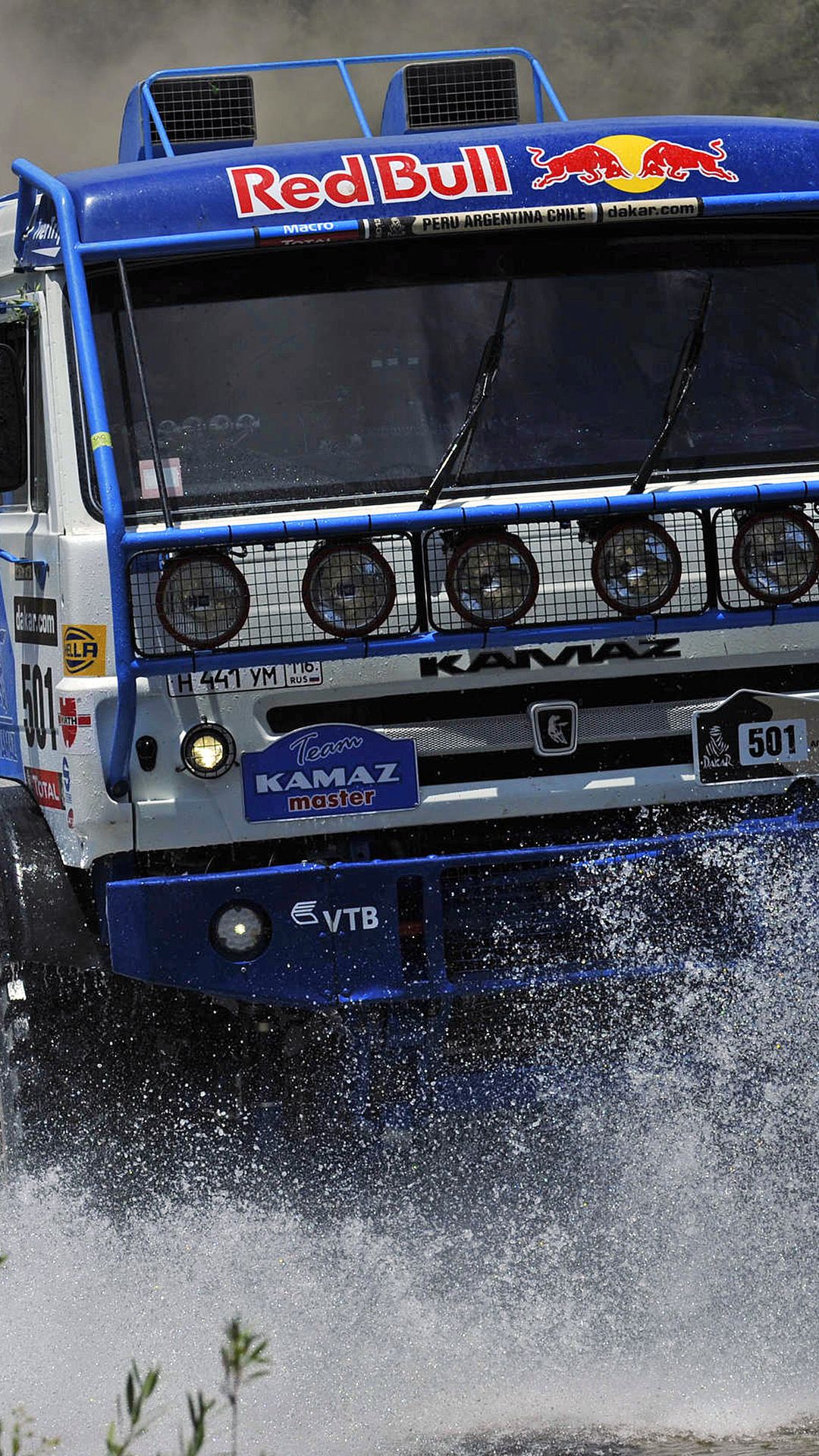 water, kamaz, blue, red bull, dakar, kamaz, machine, dakar, lights, rally desktop wallpaper 48028