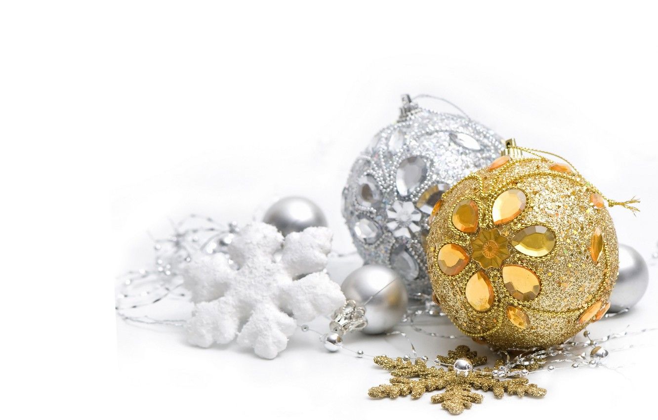 Wallpaper balls, silver, New year, silver, gold, gold, Christmas, New Year, Merry image for desktop, section новый год