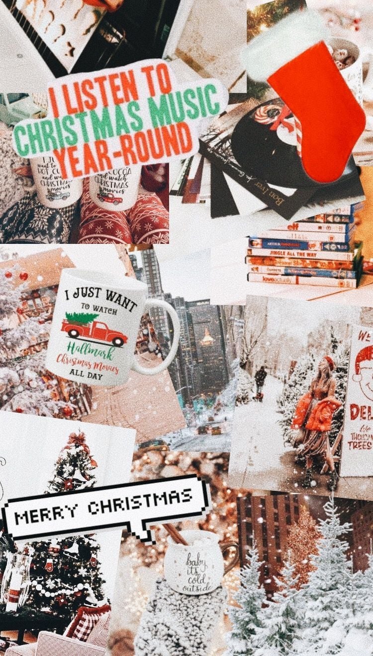 cute vsco aesthetic christmas photo collage iphone wallpaper light xmas. Cute christmas wallpaper, Christmas photo, Wallpaper iphone christmas