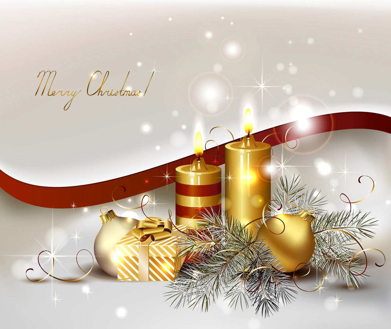 Silver Christmas Background With Gold Candles Quality Image And Transparent PNG Free Clipart