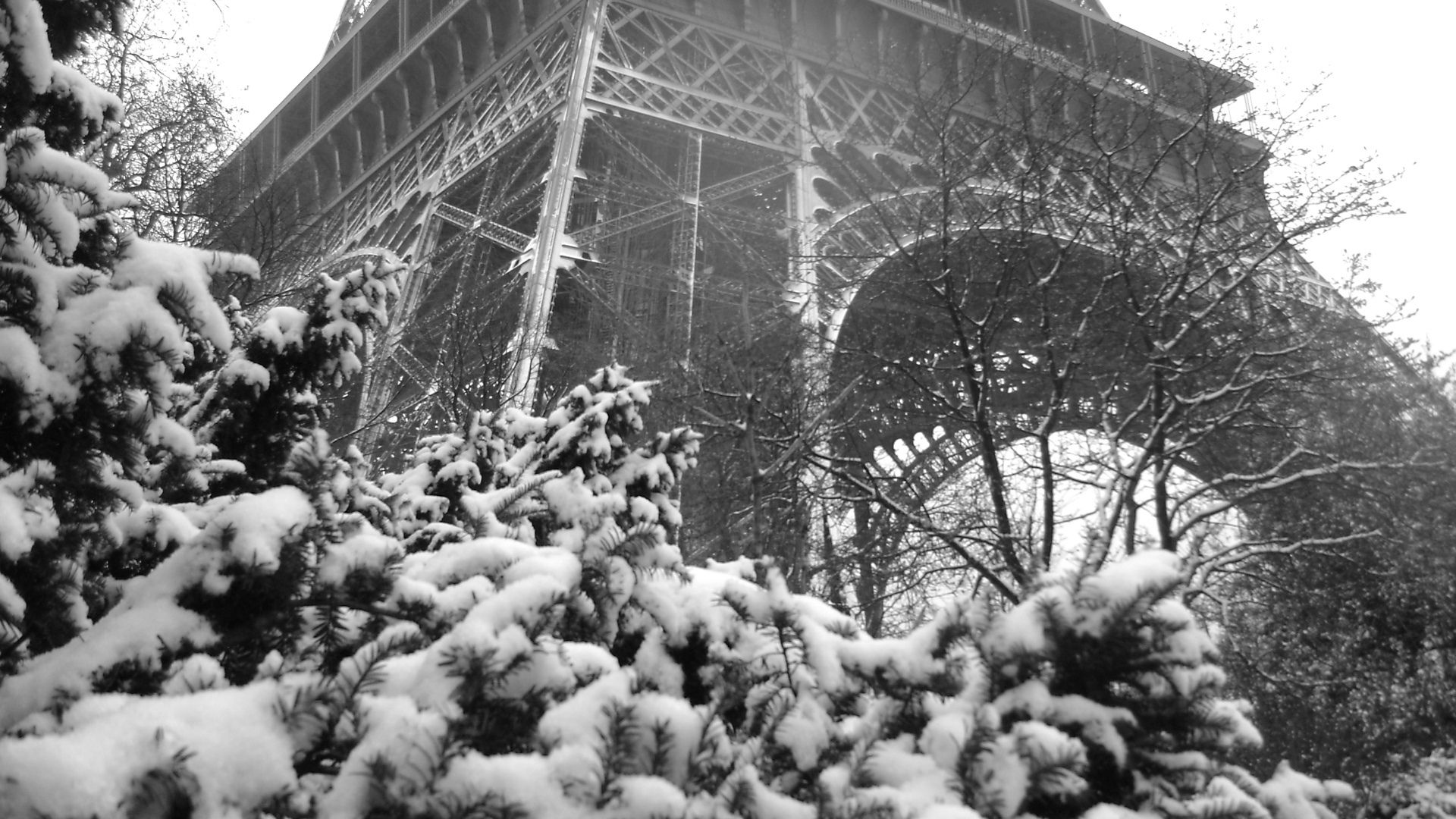 Snow in Paris, at the foot of the Eiffel Tower wallpaper and image, picture, photo