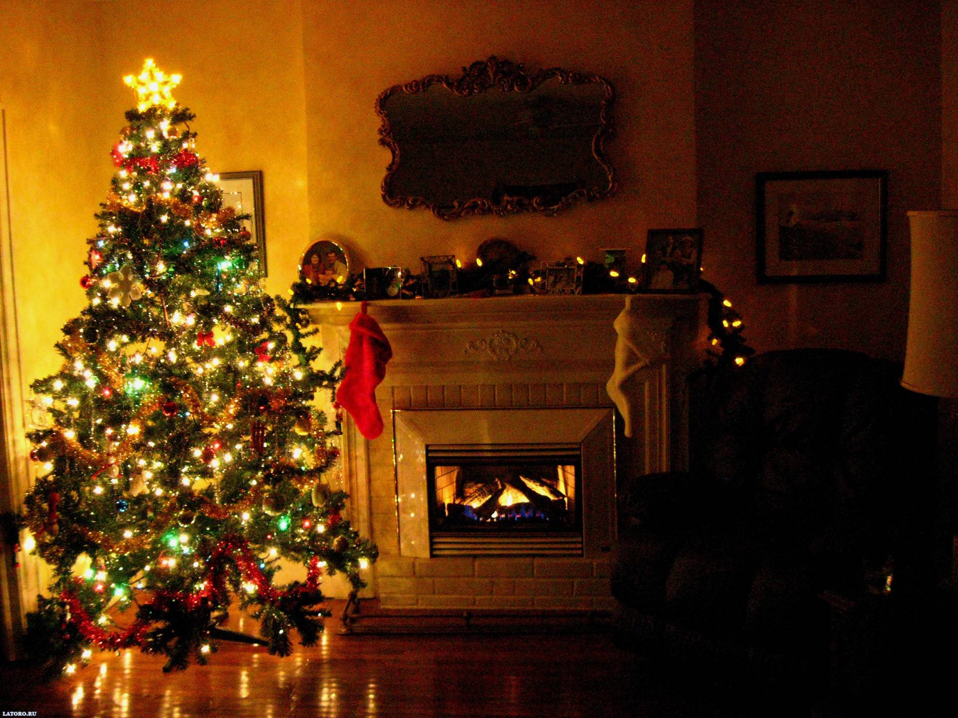 Christmas Desktop Background Trees In Homes Wallpaper & Background Download
