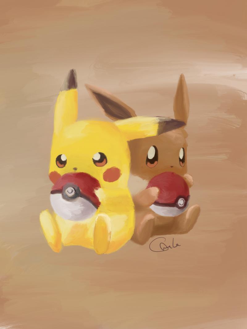 Painted Pikachu and Eevee on my iPad :)