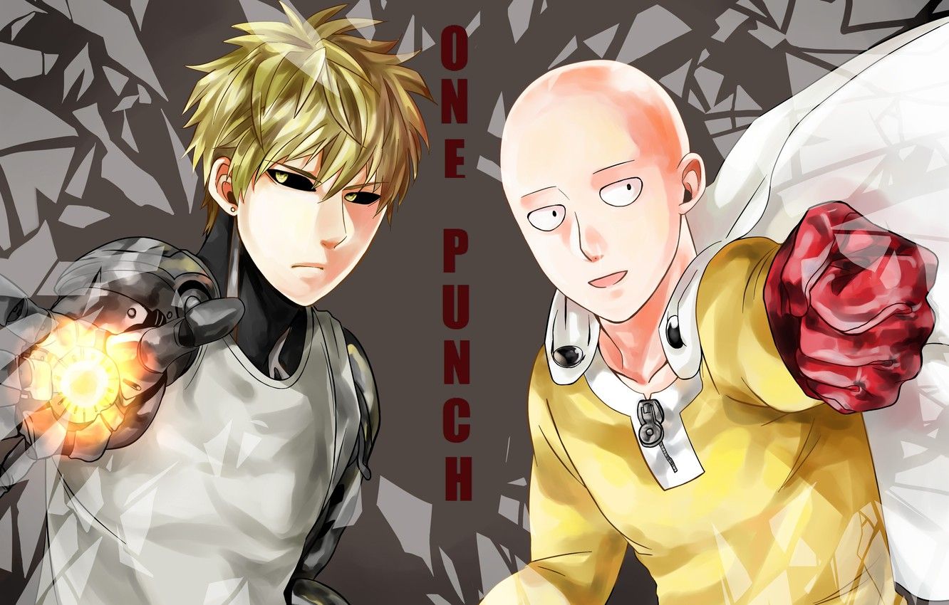 Wallpaper anime, art, guys, cyborg, Saitama, One Punch Man, Genos image for desktop, section прочее