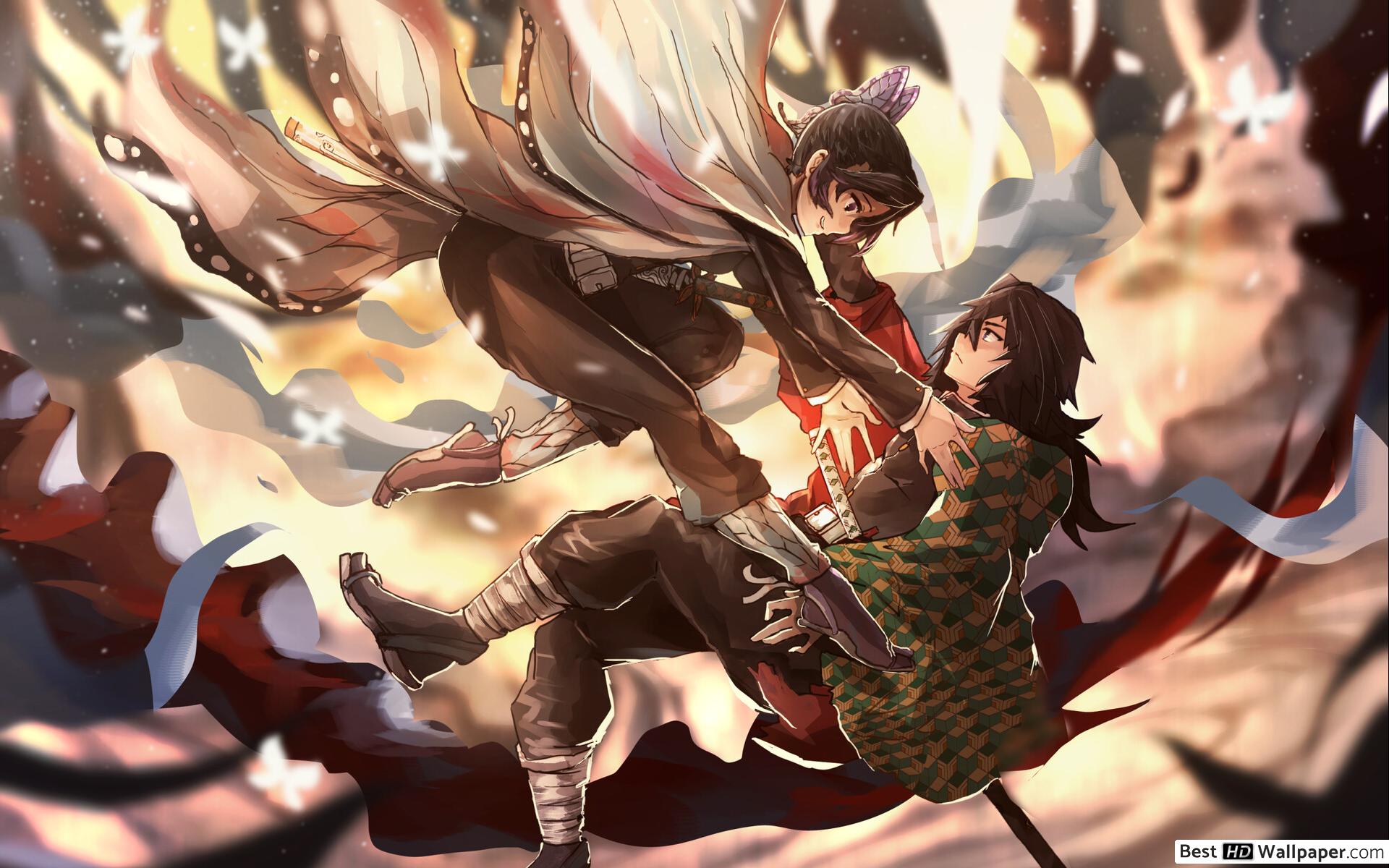 Shinobu Kochou & Giyuu Tomioka HD wallpaper download