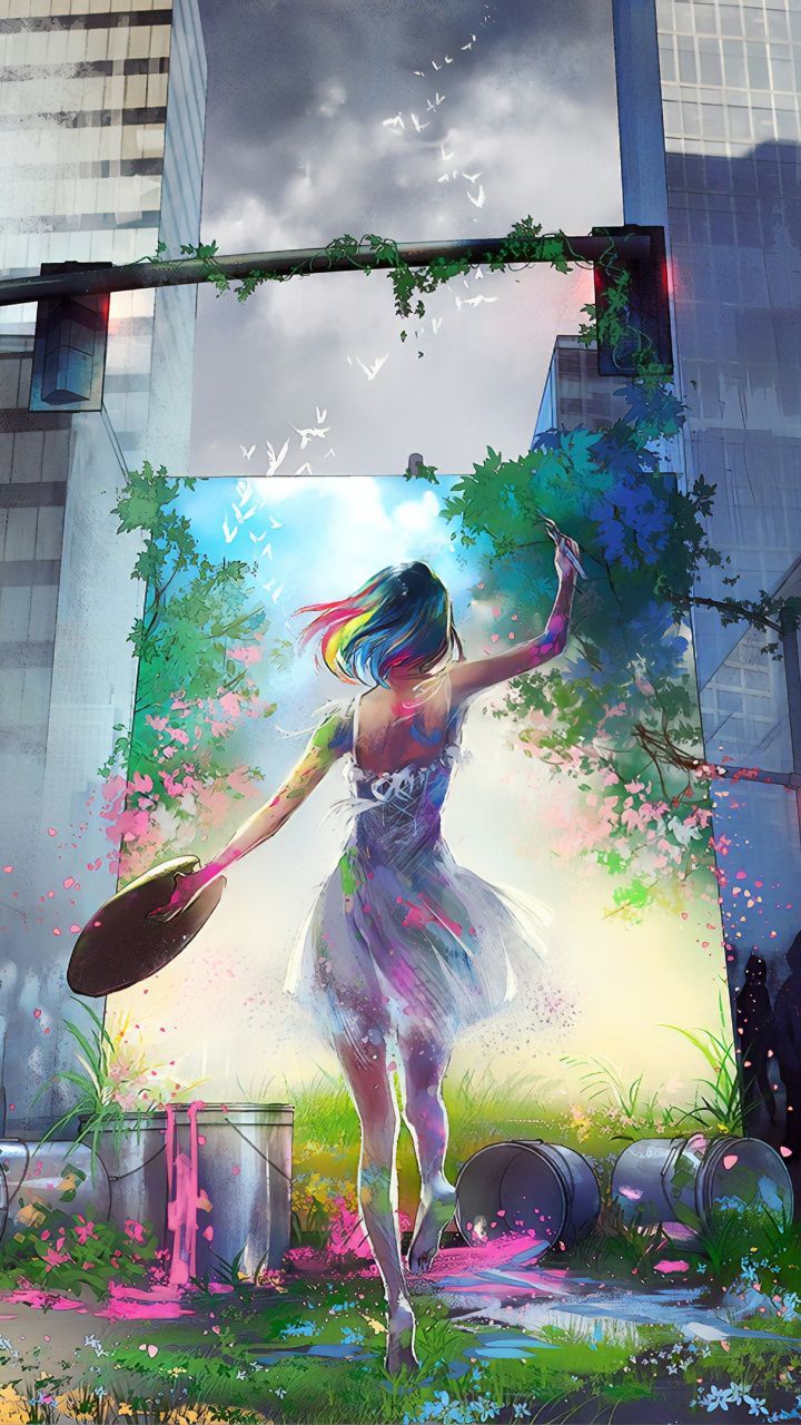 Girl, painting, original, anime, artwork wallpaper. Dreamy art, Aesthetic art, Art challenge