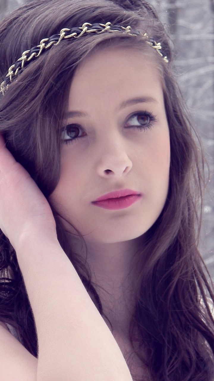 Girl In Winter Forest Galaxy s3 wallpaper