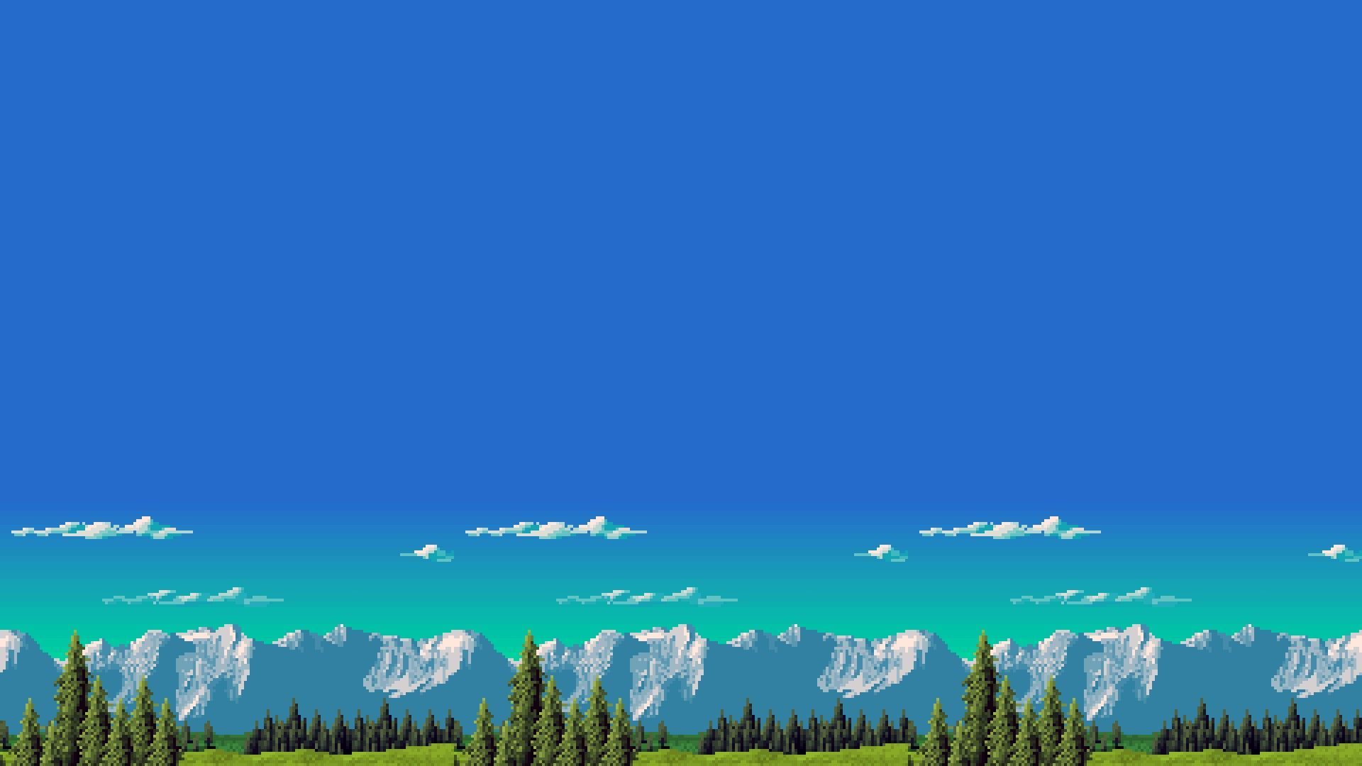 retro Games, Mountain, 8 bit Wallpaper. Pixel art landscape, Water illustration, Pixel art