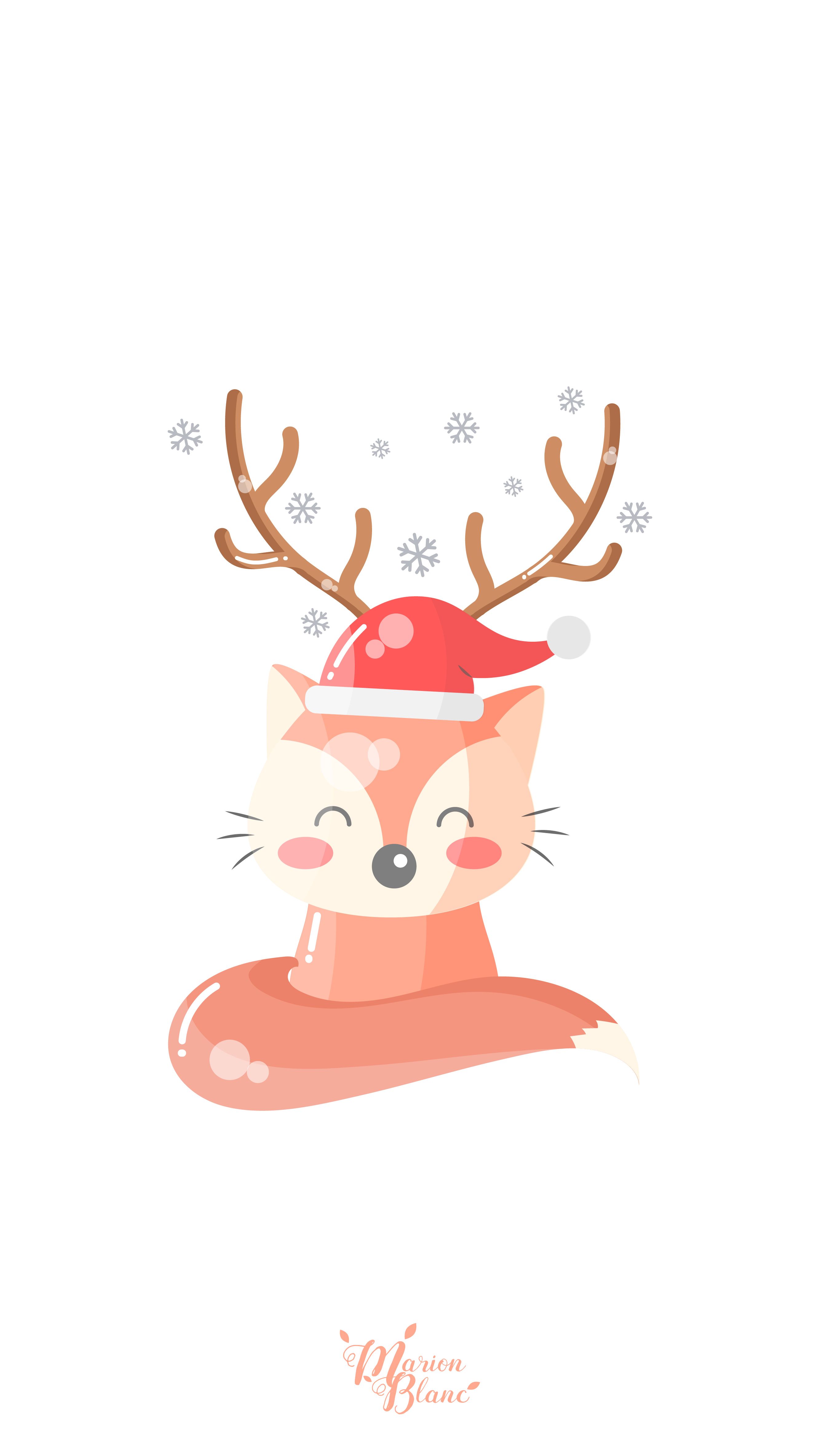 Fox christmas Blanc. Christmas phone wallpaper, Cute christmas wallpaper, Cute wallpaper