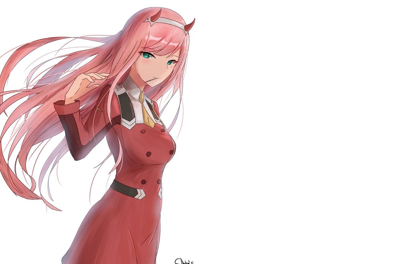 Wallpaper girl, art, long hair, Darling In The Frankxx, Cute in France, Zero Two image for desktop, section сёнэн