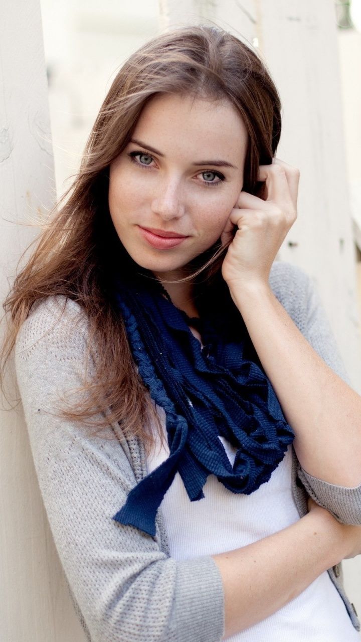 Cute Girl Wearing Blue Scarf Galaxy s3 wallpaper