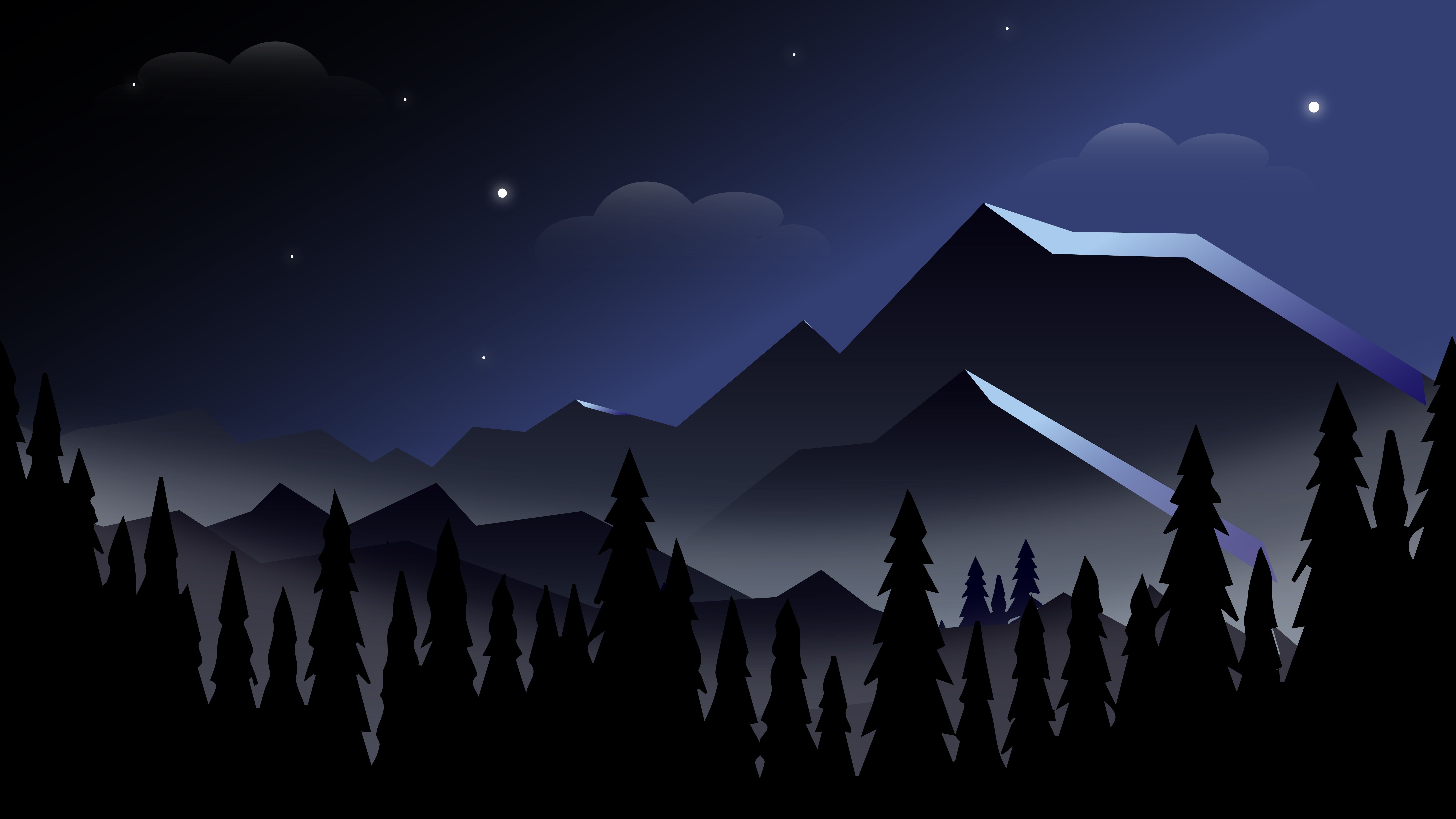 Night Mountains Minimalist 8k, HD Artist, 4k Wallpaper, Image, Background, Photo and Picture