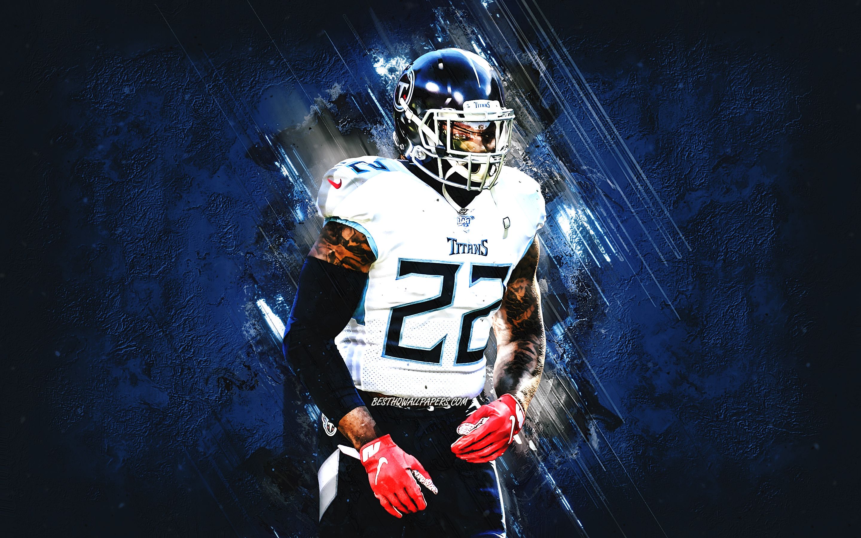 Download wallpapers Derrick Henry, Tennessee Titans, NFL, American football, blue sto...