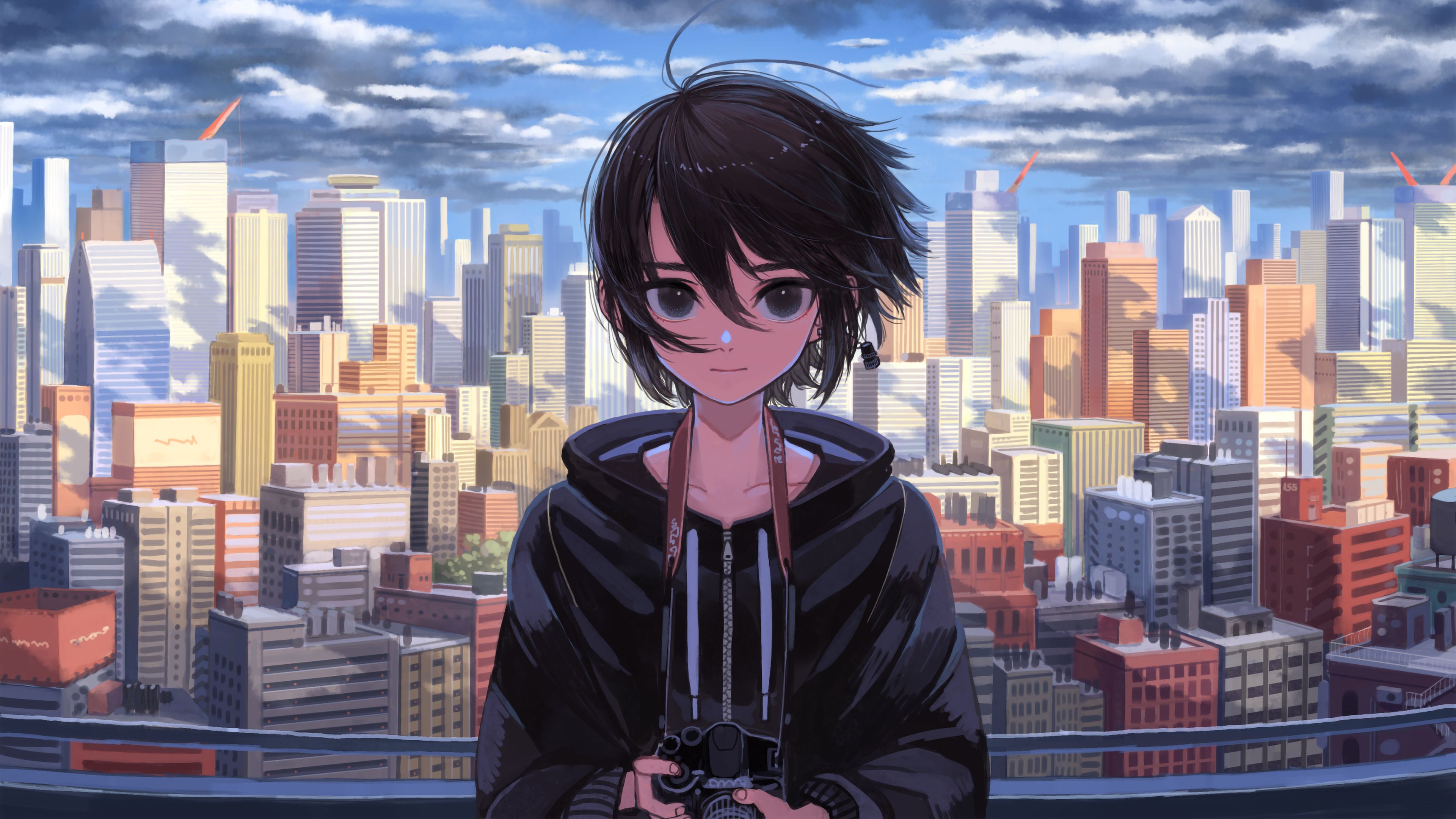 Anime Girl with Camera 4K Wallpaper, HD Anime 4K Wallpaper