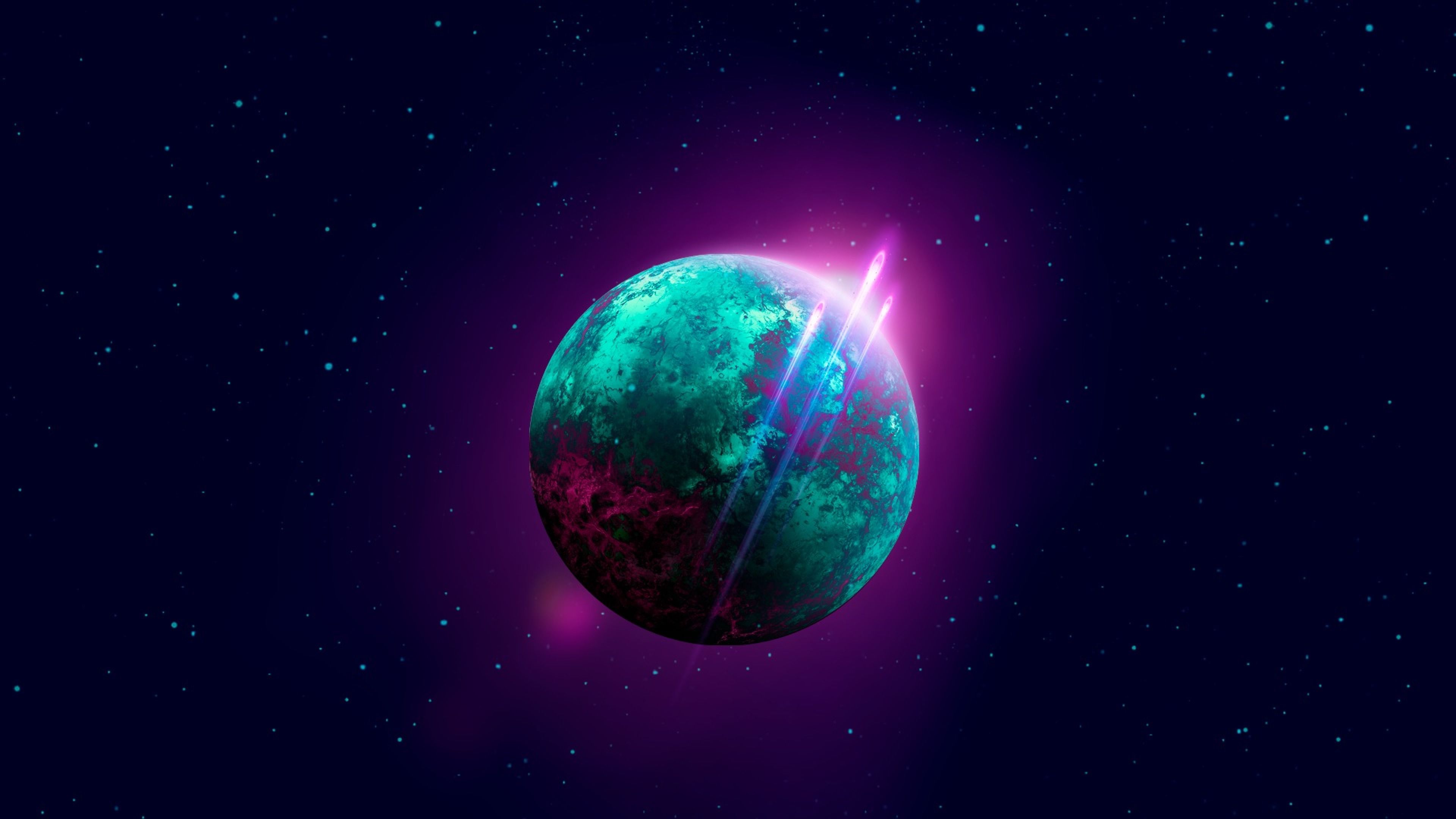 Space Retro Wave Planet 4K Wallpaper, HD Space 4K Wallpaper, Image, Photo And Background