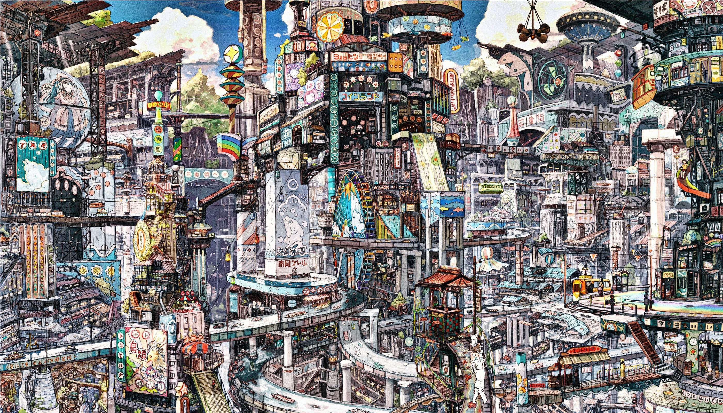 Anime City Scenery Wallpaperx1600